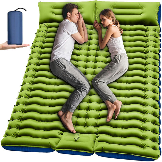 Yuzonc Double Sleeping Pad - Self Inflating 4" Extra-Thick for 2 Person with Pillow Built-in Foot