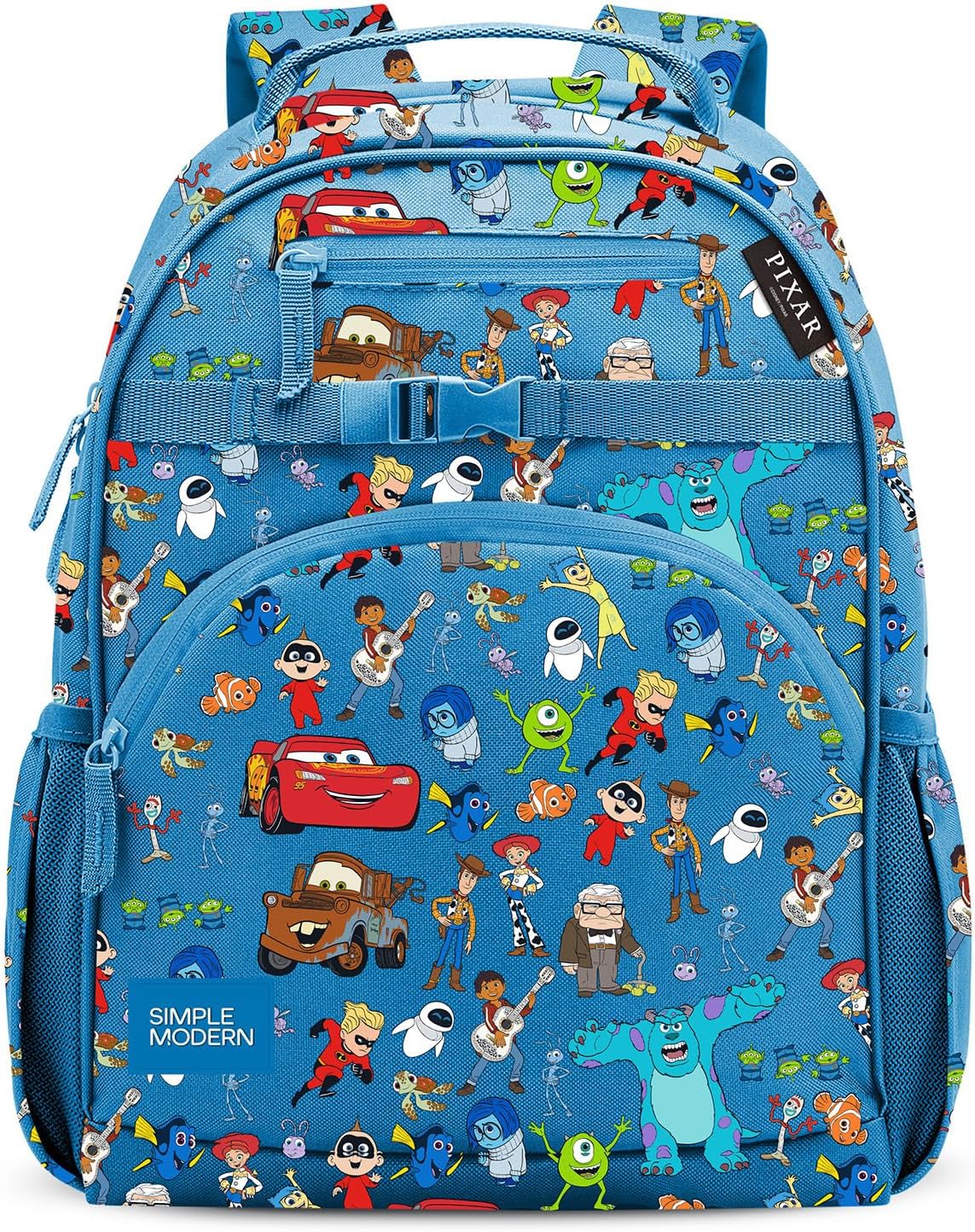 Simple Modern Large Disney Pixar Kids Backpack for School Girls and Boys | Elementary Backpack for Teen | Fletcher Collection | Kids - 16" tall | Pixar Mashup on Blue