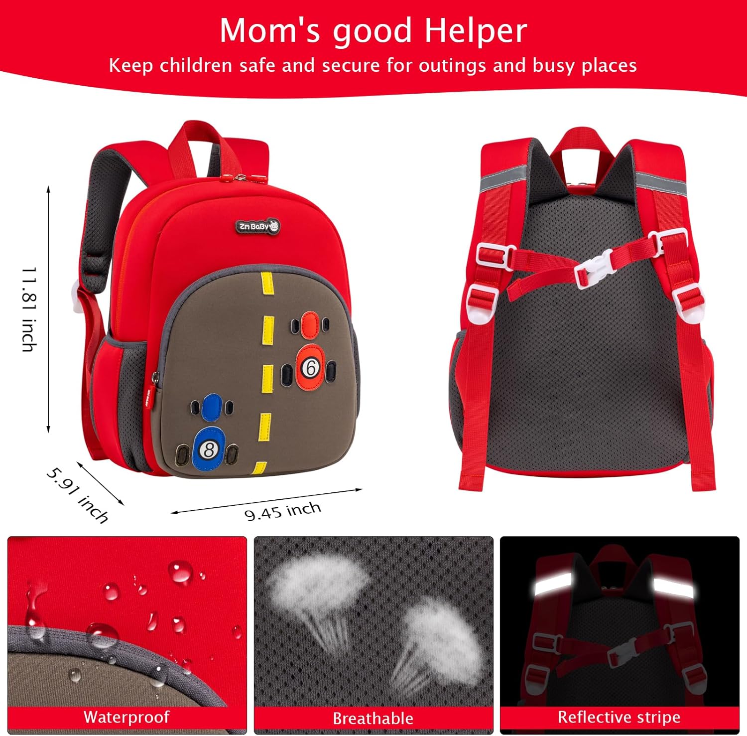 Padgene Toddler Backpacks Kids Preschool Backpack Waterproof Neoprene Animal Schoolbag Lunch
