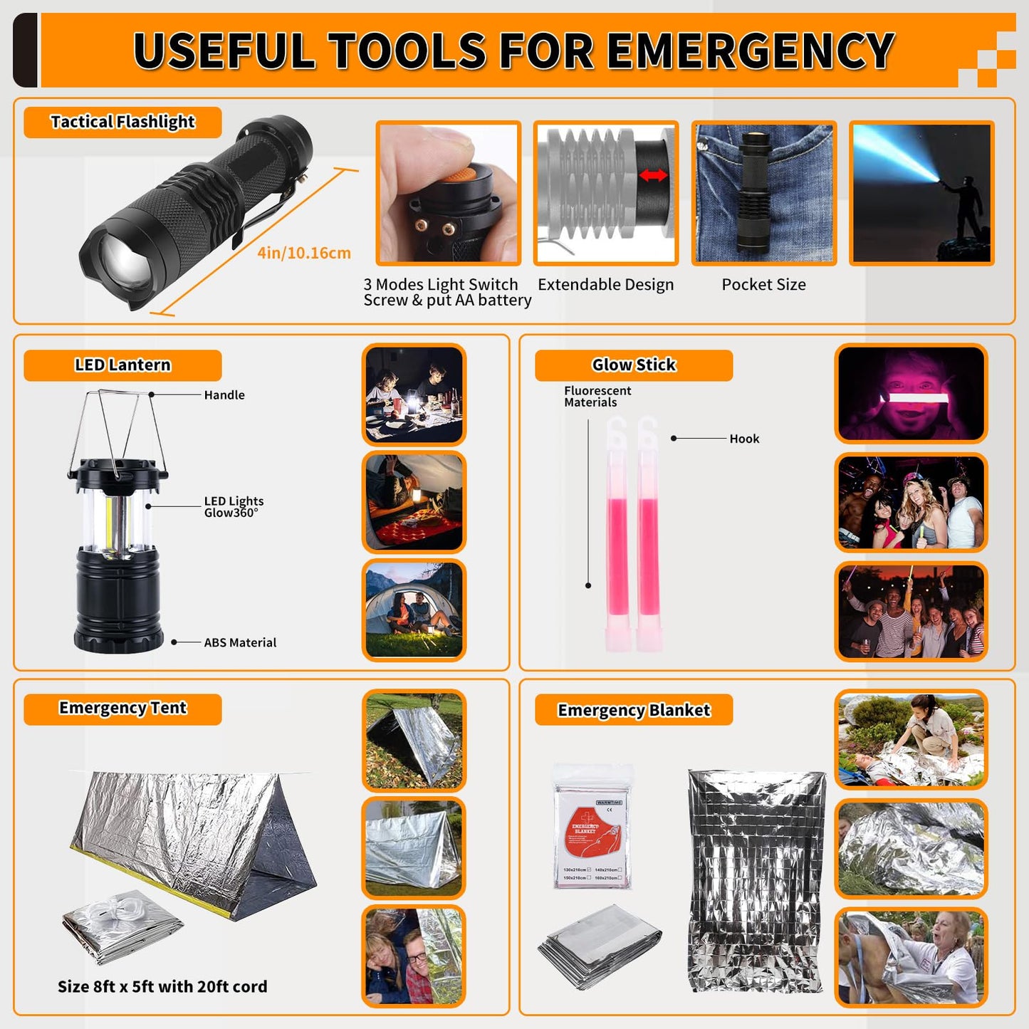 Survival Kit, Gifts for Men Women Teen Boys, 252 pcs Survival Gear and Equipment Mini First Aid Kit