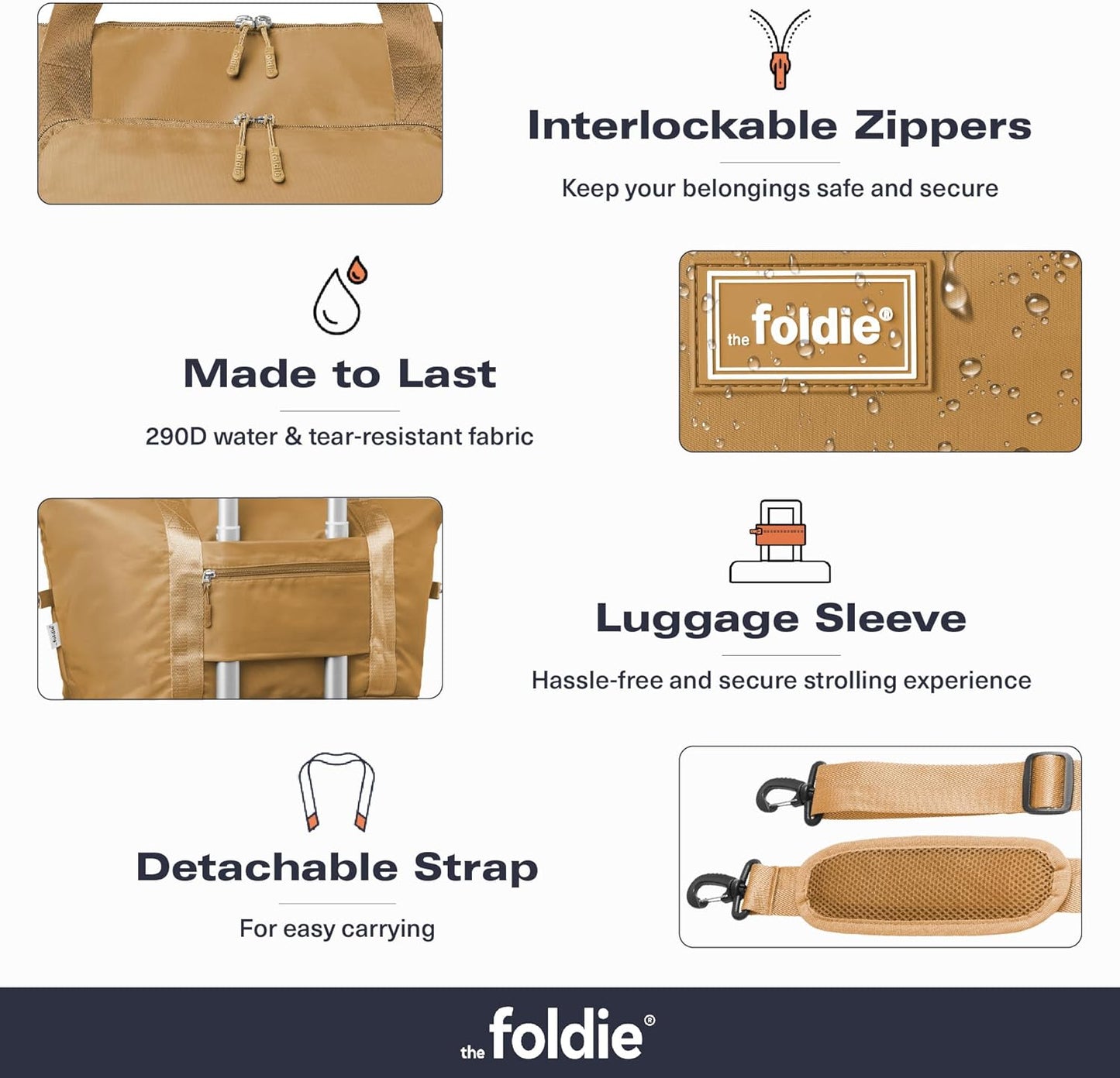 The Foldie Foldable Travel Bag for Women - 40L Weekender Bag with Multiple Pockets - Carry On Expendable Travel Bag