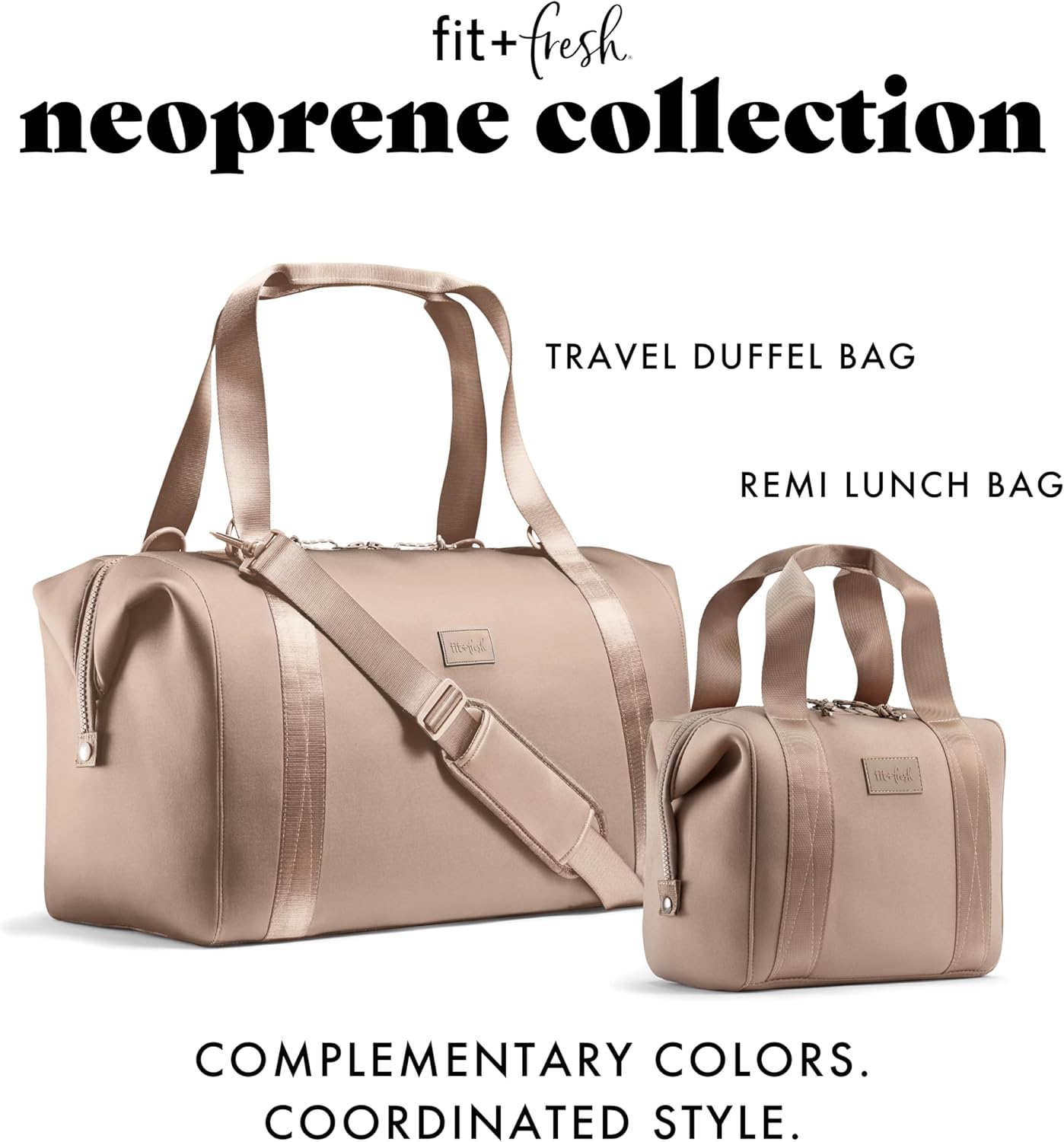 Fit & Fresh Premium Neoprene Weekender Bag With Trolley Sleeve - Large Overnight, Carry-on, Duffel, Gym, and Hospital Bag for Labor & Delivery