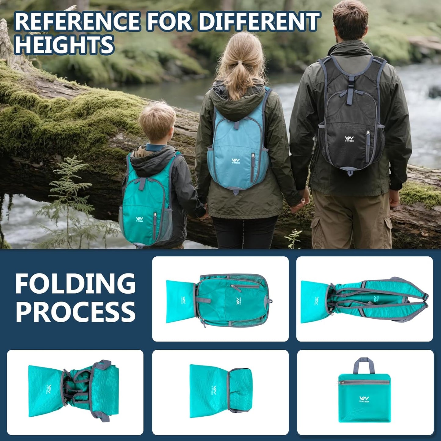 15L Foldable Hiking Backpack,Lightweight Packable Waterproof Machine Washable Daypack with Chest