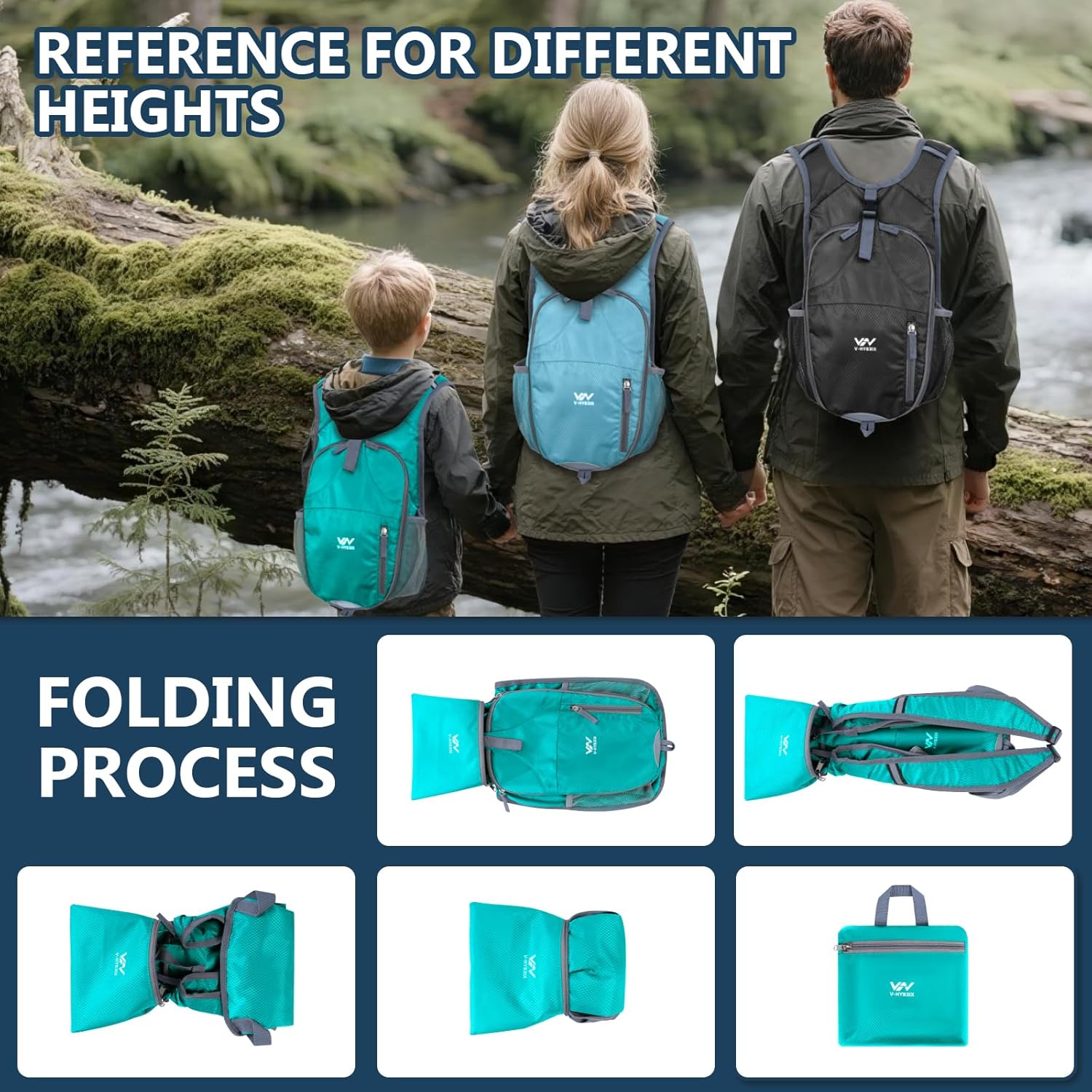 15L Foldable Hiking Backpack,Lightweight Packable Waterproof Machine Washable Daypack with Chest