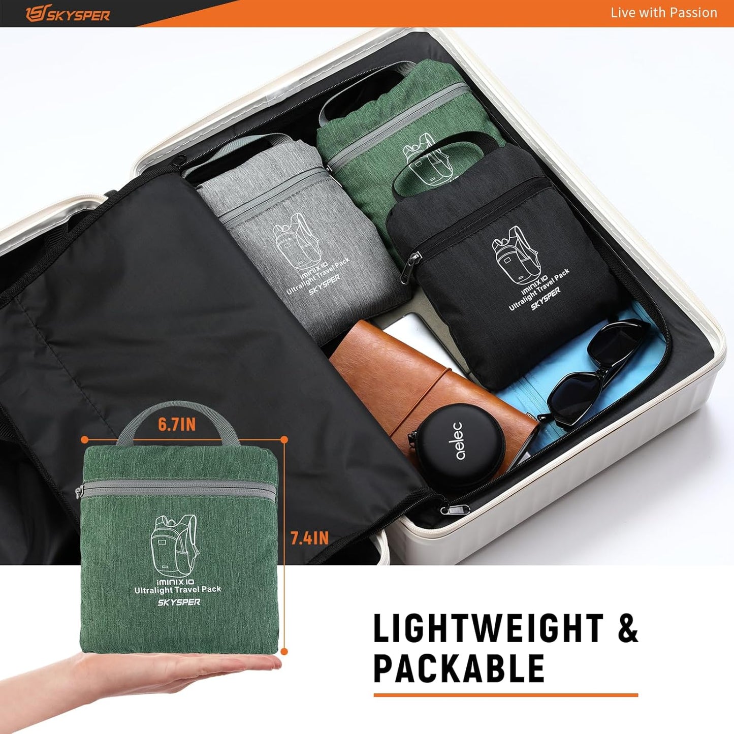 SKYSPER 10L Hiking Backpack Lightweight Packable Back Pack Small Travel Daypack for Women Men Foldable Outdoor Rucksack
