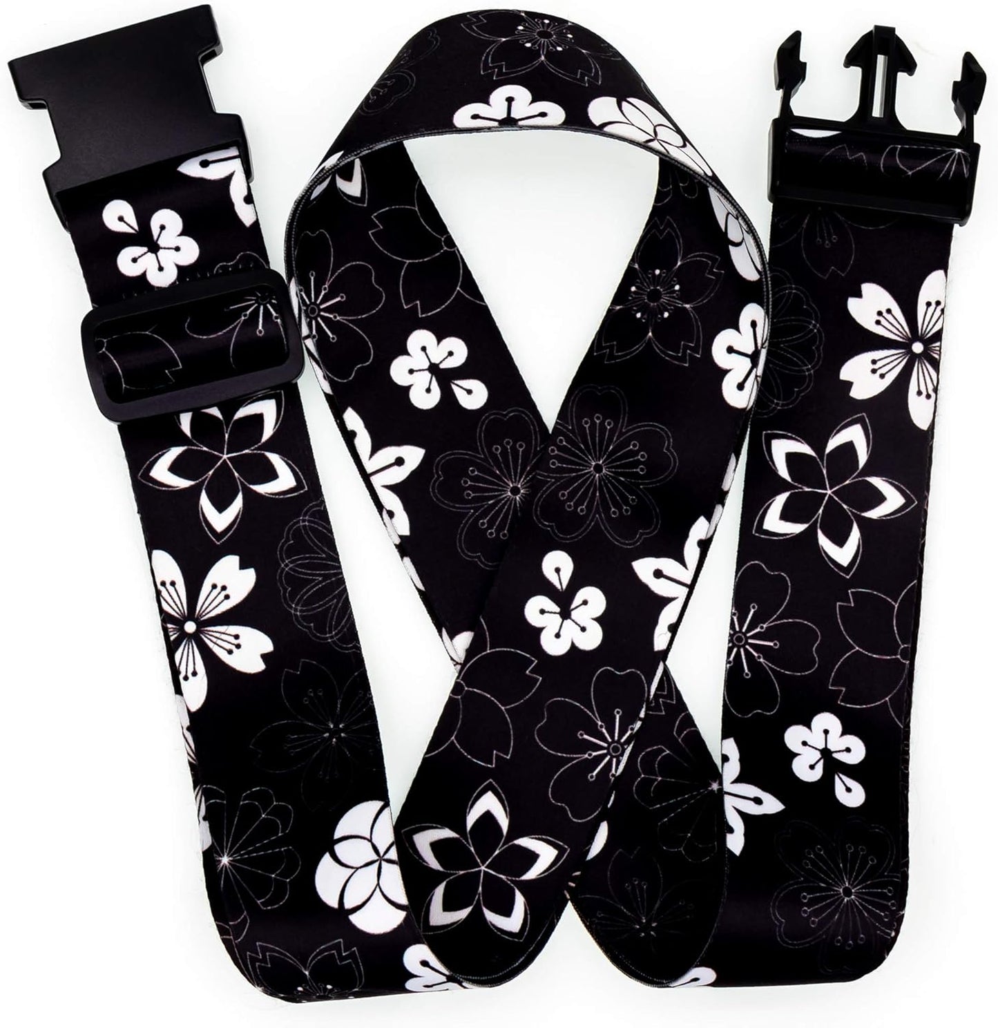 Teeoff Luggage Straps Suitcase Belts Travel Bag Accessories Adjustable 220CM (Sakura Black White - 2 Pack)