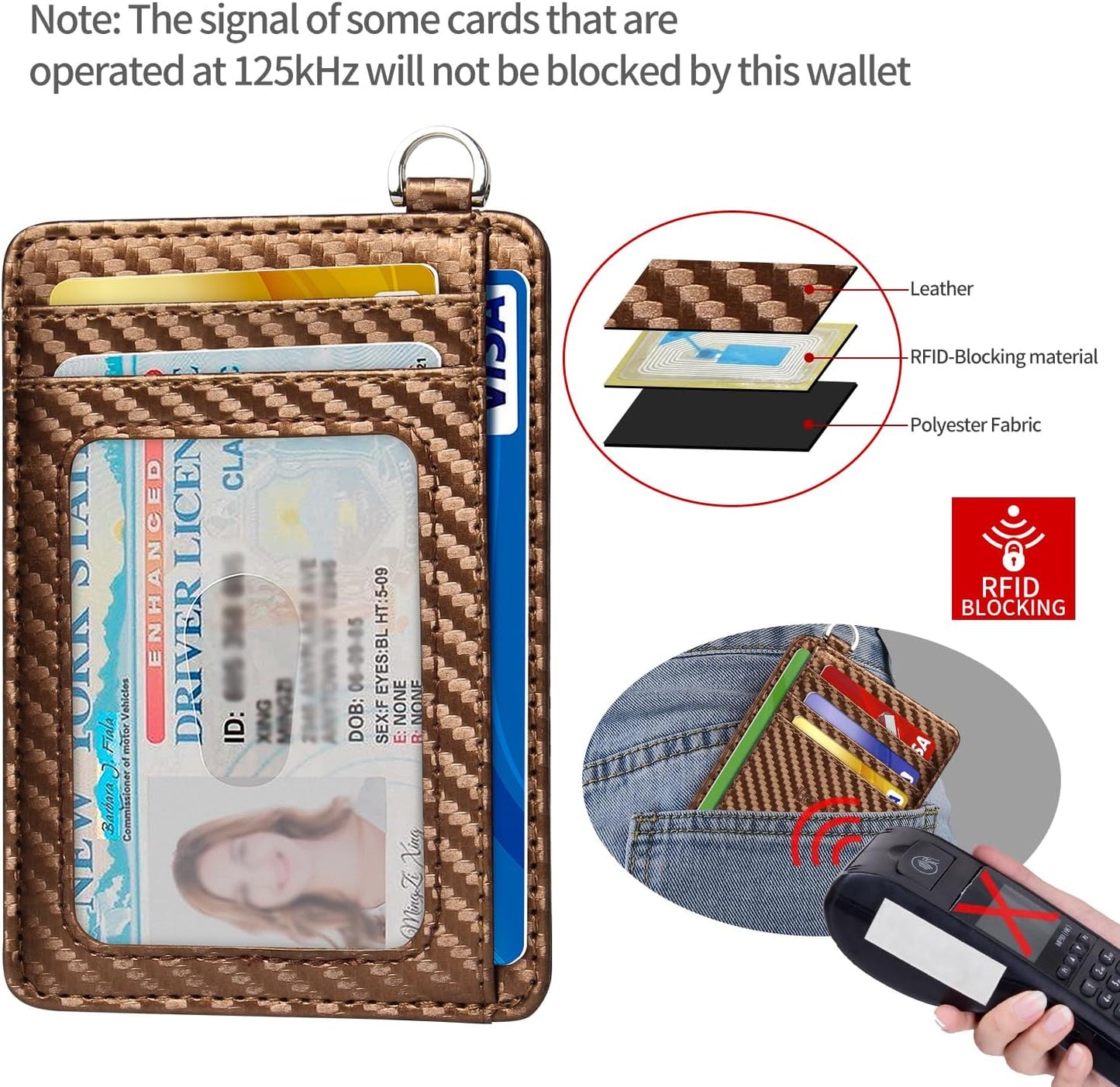 EcoVision Slim Minimalist Front Pocket Wallet, RFID Blocking Credit Card Holder Wallet with Detachable D-Shackle for Men Women