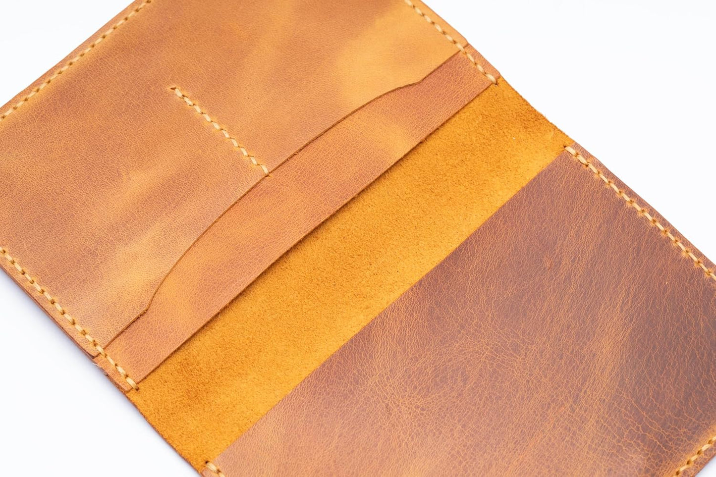 Handmade Passport Leather Case, Wallet Credit Card Holder (Camel)
