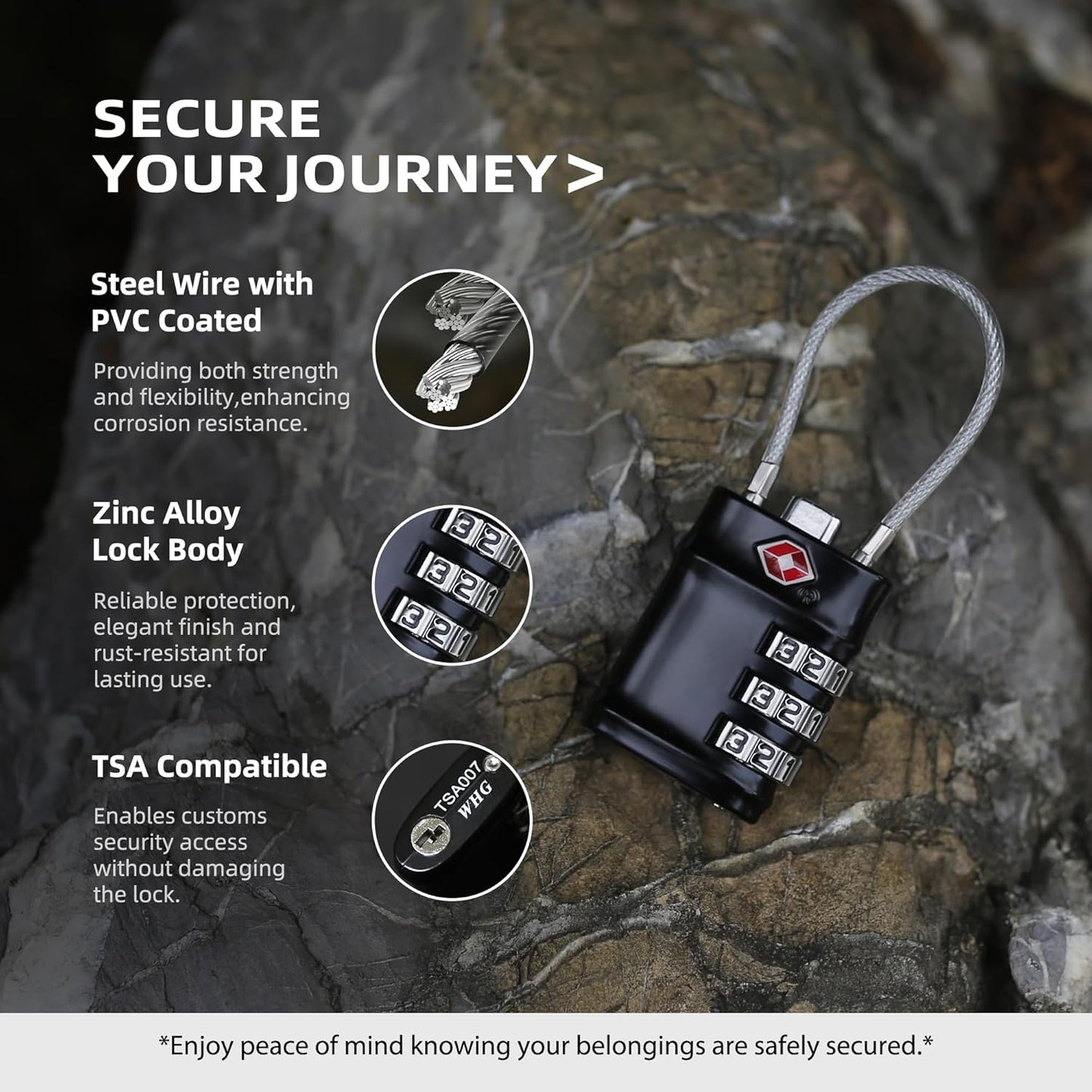 Luggage Locks TSA Approved Travel Essentials, TSA Locks for Luggage, 3 Digit Combination Padlock with Code, Combo Small Padlock for Suitcase, Backpack, Bag Zipper, Locker, Gun Case, 1-Pack