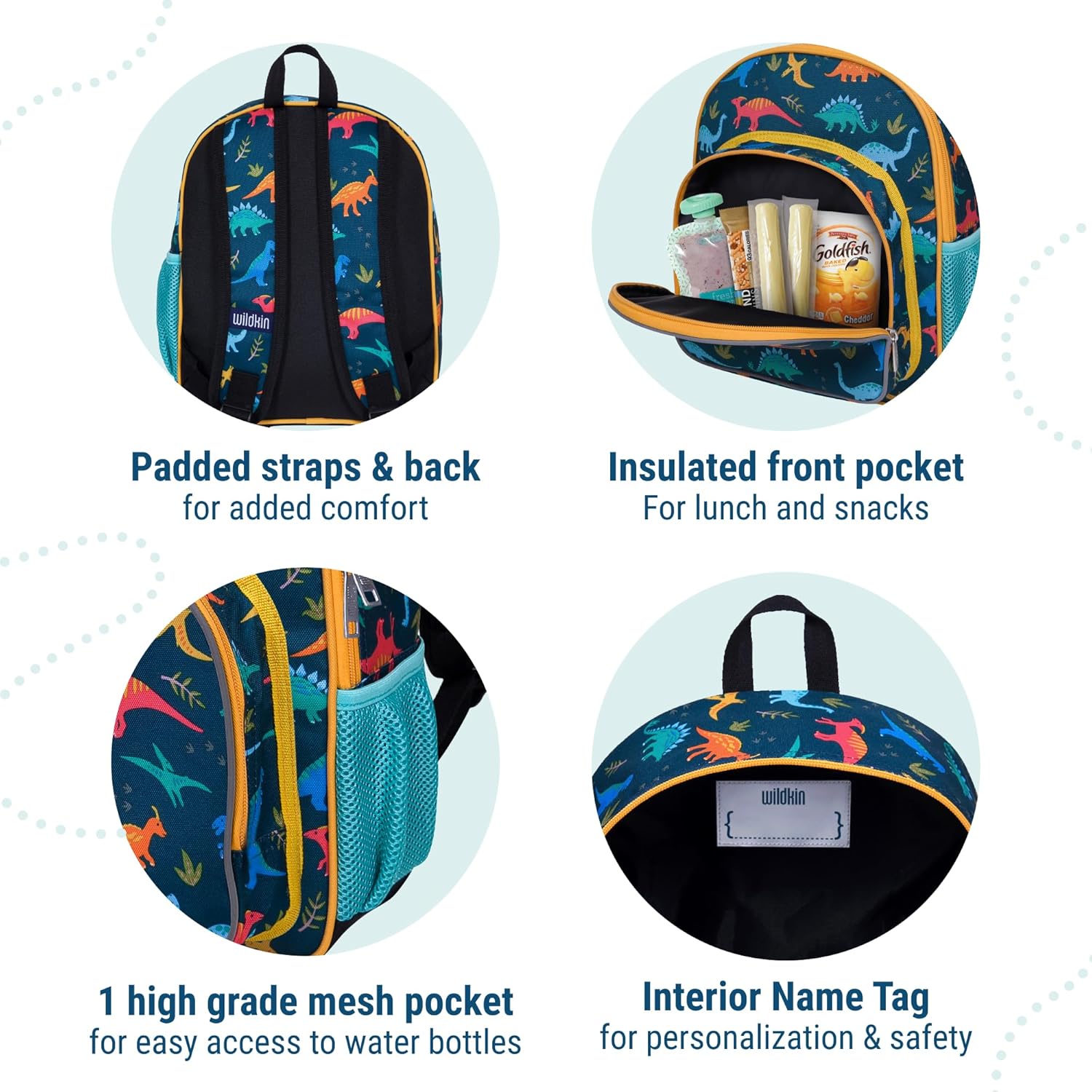 Wildkin 12-inch Kids Backpack – Padded, Adjustable, Ideal for Daycare & Travel - Jurassic Dinosaurs
