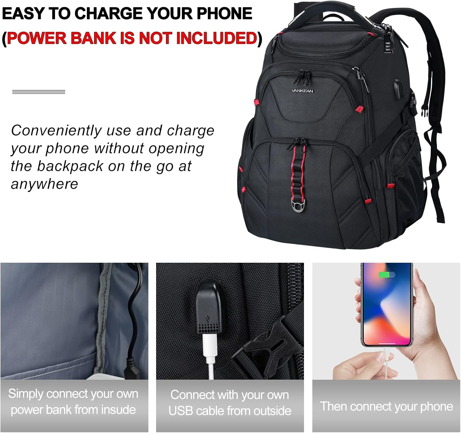 VANKEAN 17.3'' Travel Laptop Backpack TSA Friendly, Water Resistant Anti Theft Extra Large College