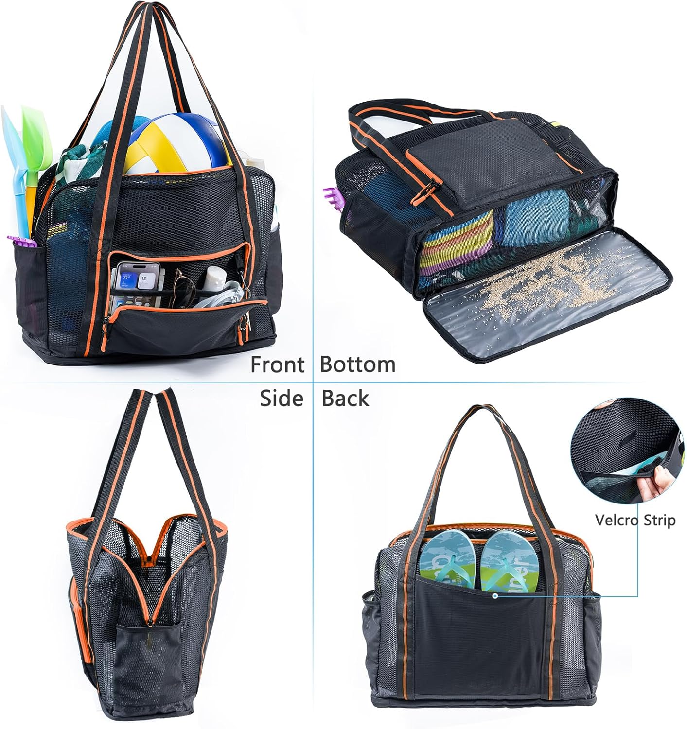 Large Mesh Beach Bag - XL Beach Tote Sandproof - Swim Bag - Large Pool Tote with Pockets for Toiletries, Towel