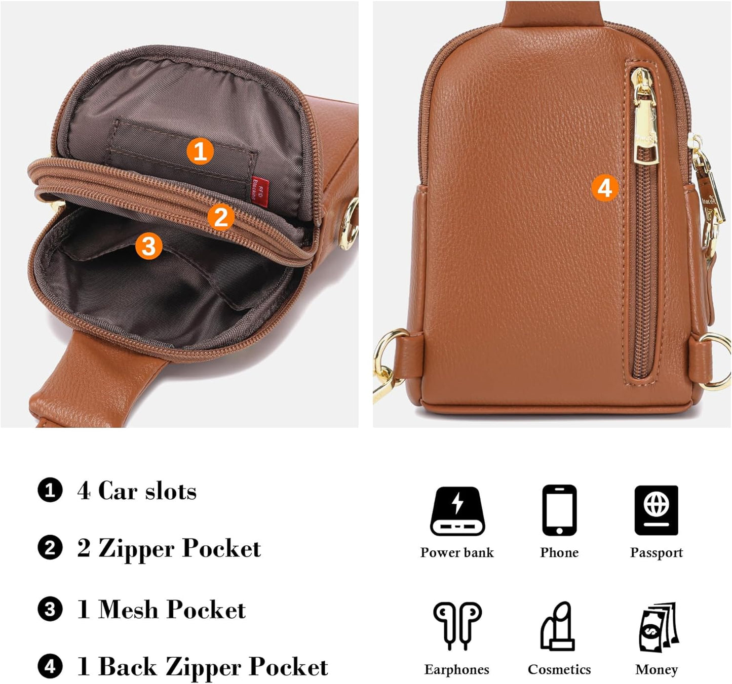 INICAT Travel Small Sling Bag Faux Leather Crossbody Bags Women Cross Body Bag Purses for Woman