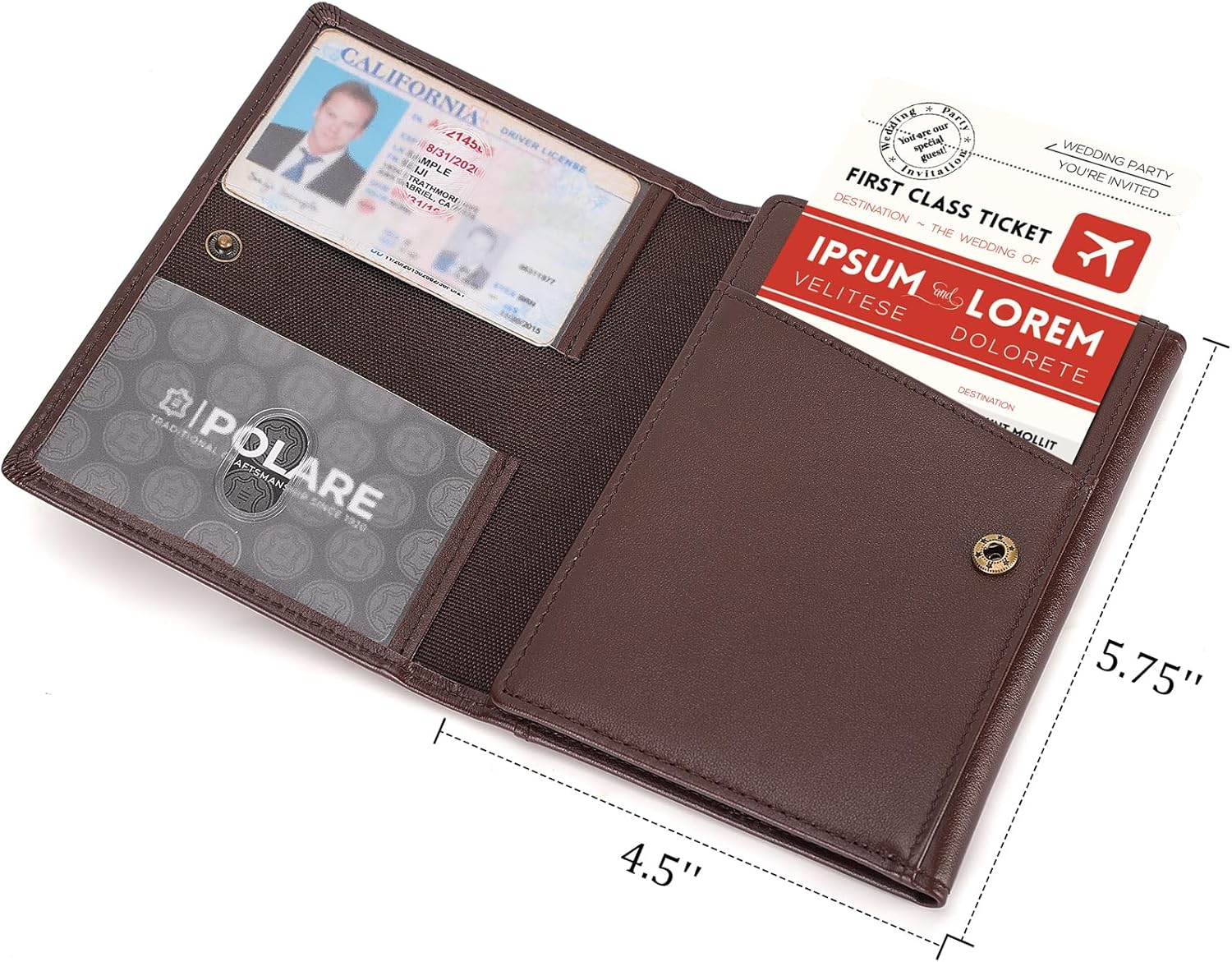 Polare Napa Leather Pilot Wallet Passport Holder RFID Blocking Tri-fold Travel Cover Document