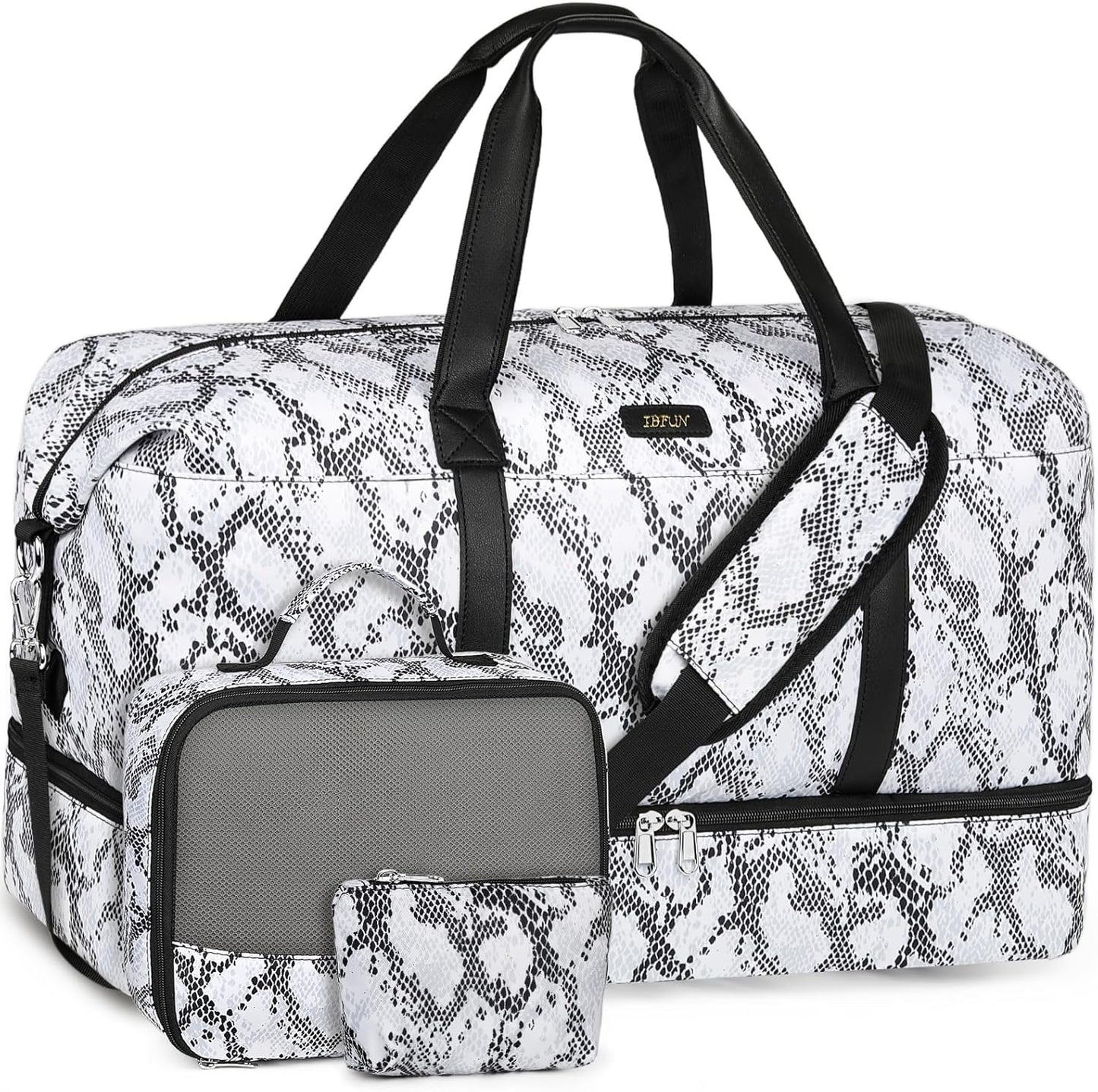 IBFUN Weekender Bags for Women, Travel Duffle Bag with Shoe Compartment Carry on Weekender Overnight Duffel for Weekend Travel Business Trip 3PCS
