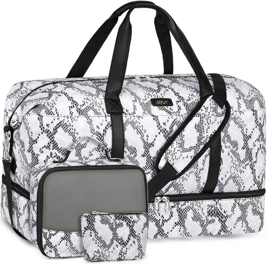 IBFUN Weekender Bags for Women, Travel Duffle Bag with Shoe Compartment Carry on Weekender Overnight Duffel for Weekend Travel Business Trip 3PCS