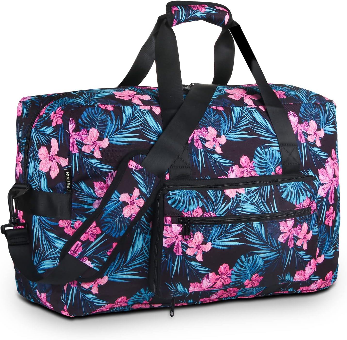F.FETIVIN Weekender Bag Carry On Travel Duffle Medium Overnight Bag for Women(Flower2)
