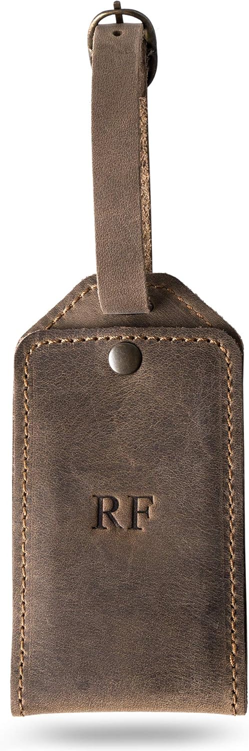 PEGAI Personalized Leather Luggage Tags for Suitcases | Handmade Travel Essentials Luggage Tag- Secure With Snap Closure and Easy Attachment to Suitcase, Travel Backpack, Handbag | Bond (Sand)
