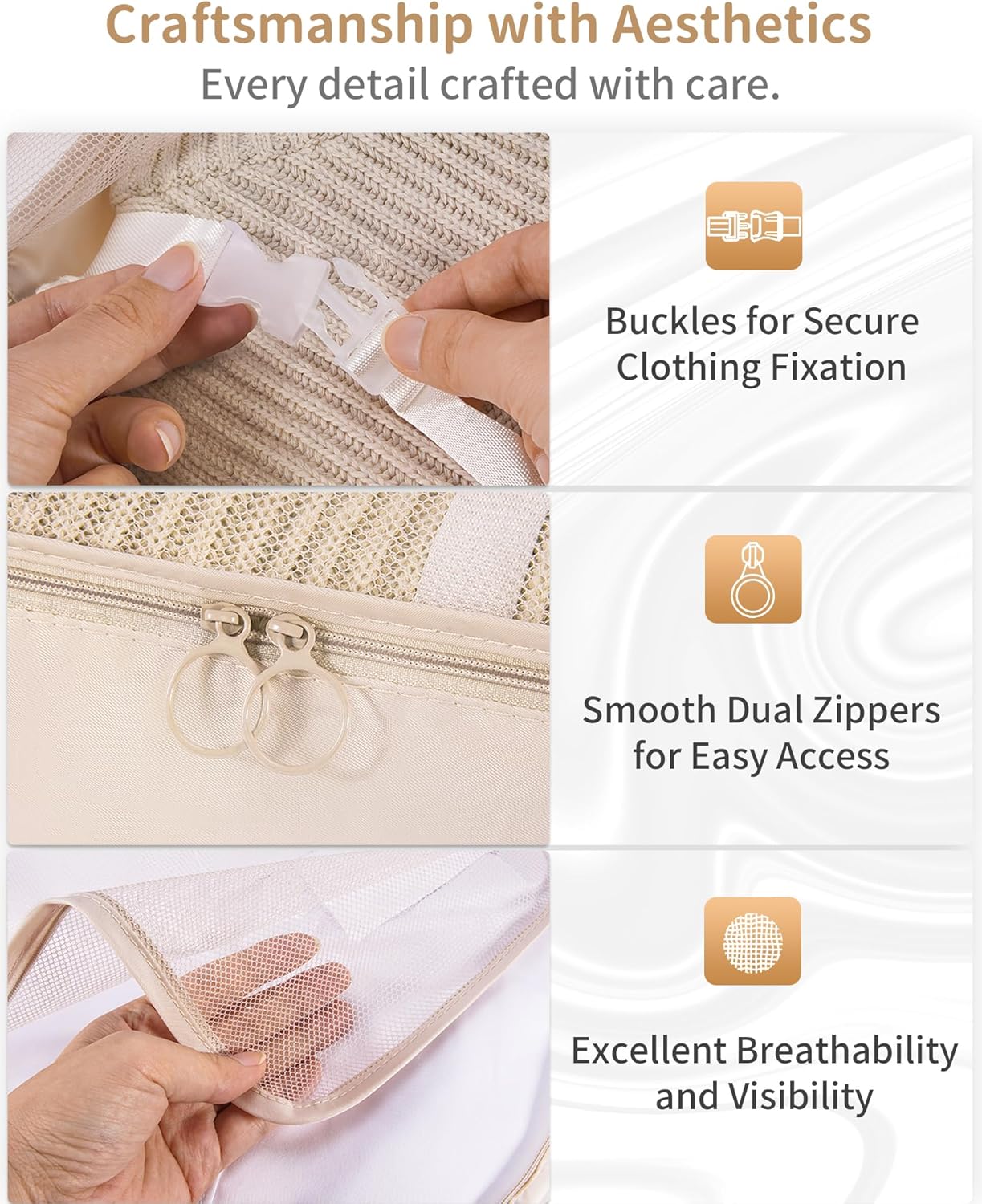 Packing Cubes 11 Set, Suitcase Organizers, Luggage Organizer Bags, with Toiletry Bag, Travel Essentials, Beige, Cream