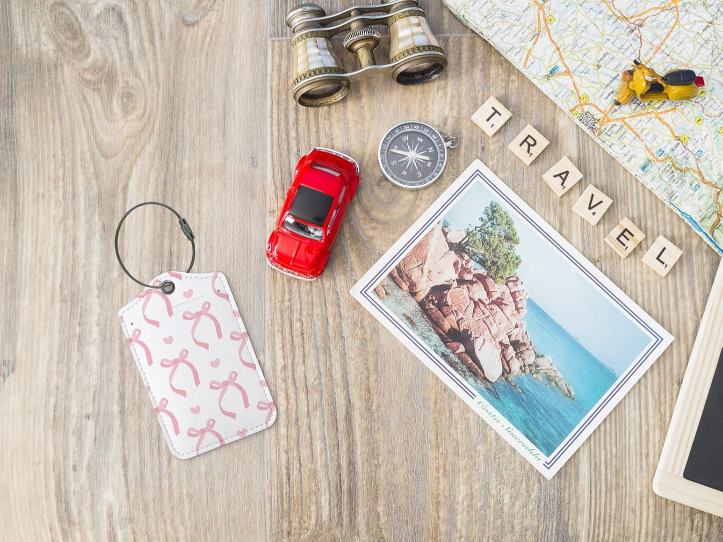 Coquette Luggage Tags for Suitcases,Pink Bow Cute Luggage Tags for Women, Preppy Gifts, Cute Trendy 2 Pack Luggage Tag for Travel,Teen Girls Gifts Suitcase Tags