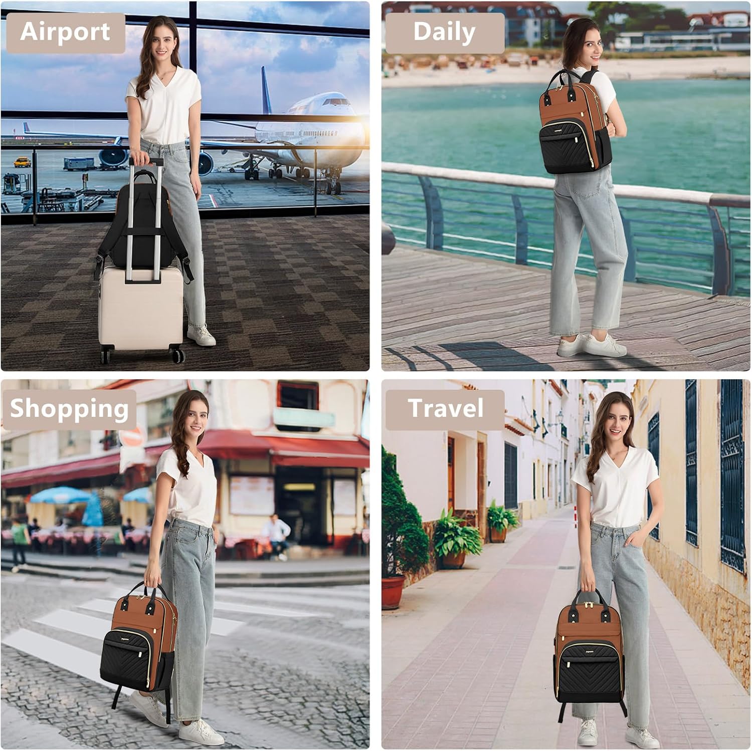 Laptop Backpack for Women Work Bag - 15.6 inch Travel Backpack with USB Charger College Bookbag
