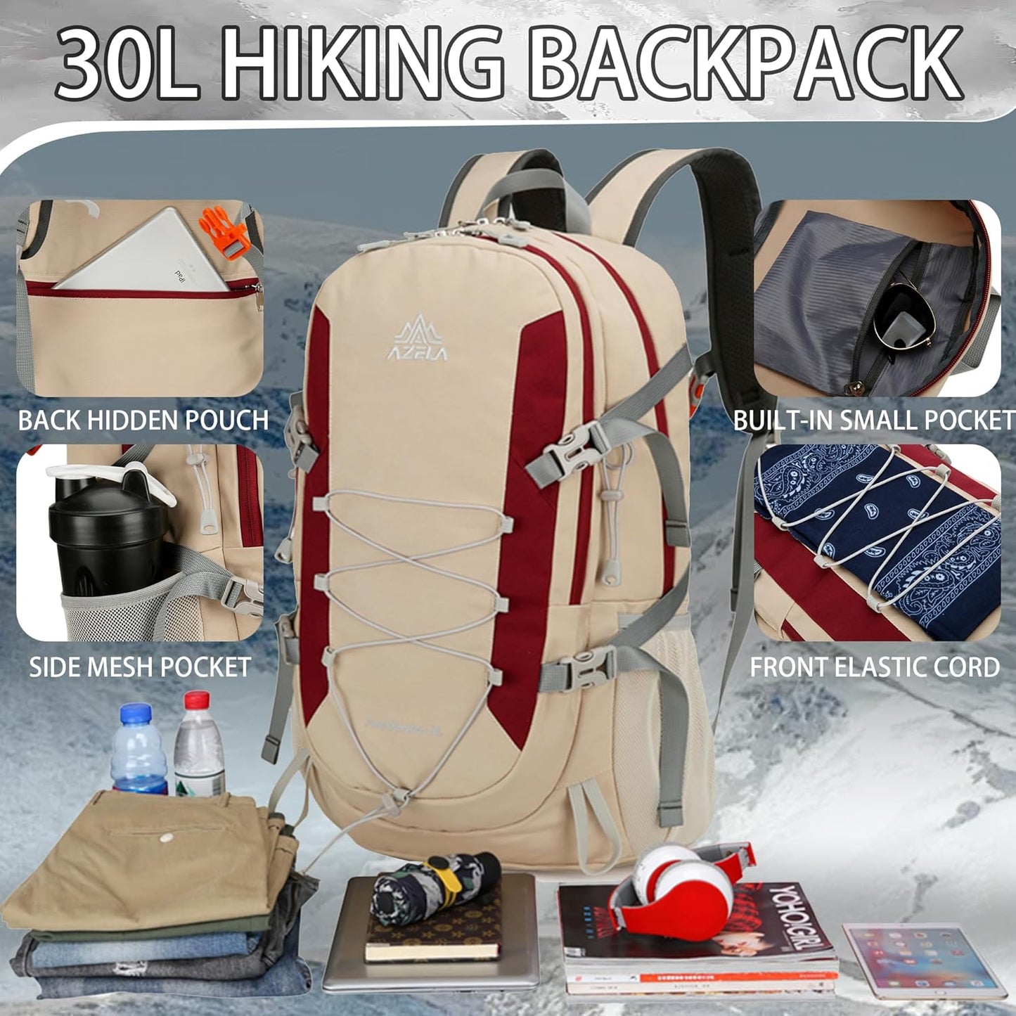 Packable Hiking Backpack 30L Foldable Travel Backpack Lightweight Hiking Dayback for Trekking