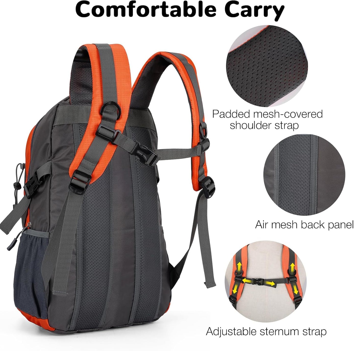 25L Small Hiking Backpack Daypack for Men Women, Waterproof Outdoor Backpack with Chest Strap for