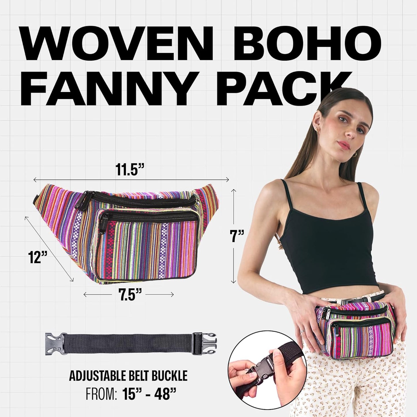 Fanny Pack Belt bag - Crossbody Waist Bag for Men or Women - Hands-Free, Waterproof Large Bumbag for Hiking, Running, and Travel (Rose Vert)