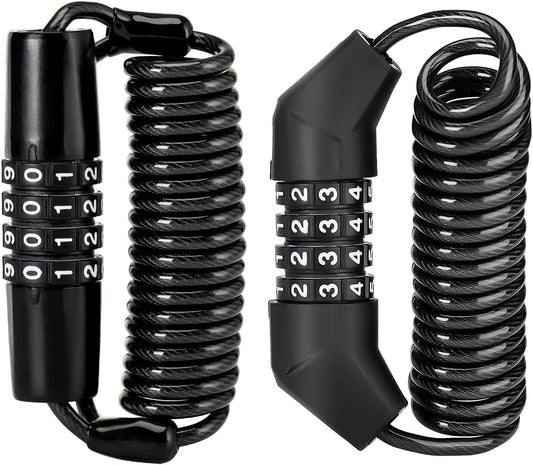 ROCKBROS Motorcycle Helmet Lock - 4 Digit Retractable Cable Lock for Bike, Stroller, Luggage