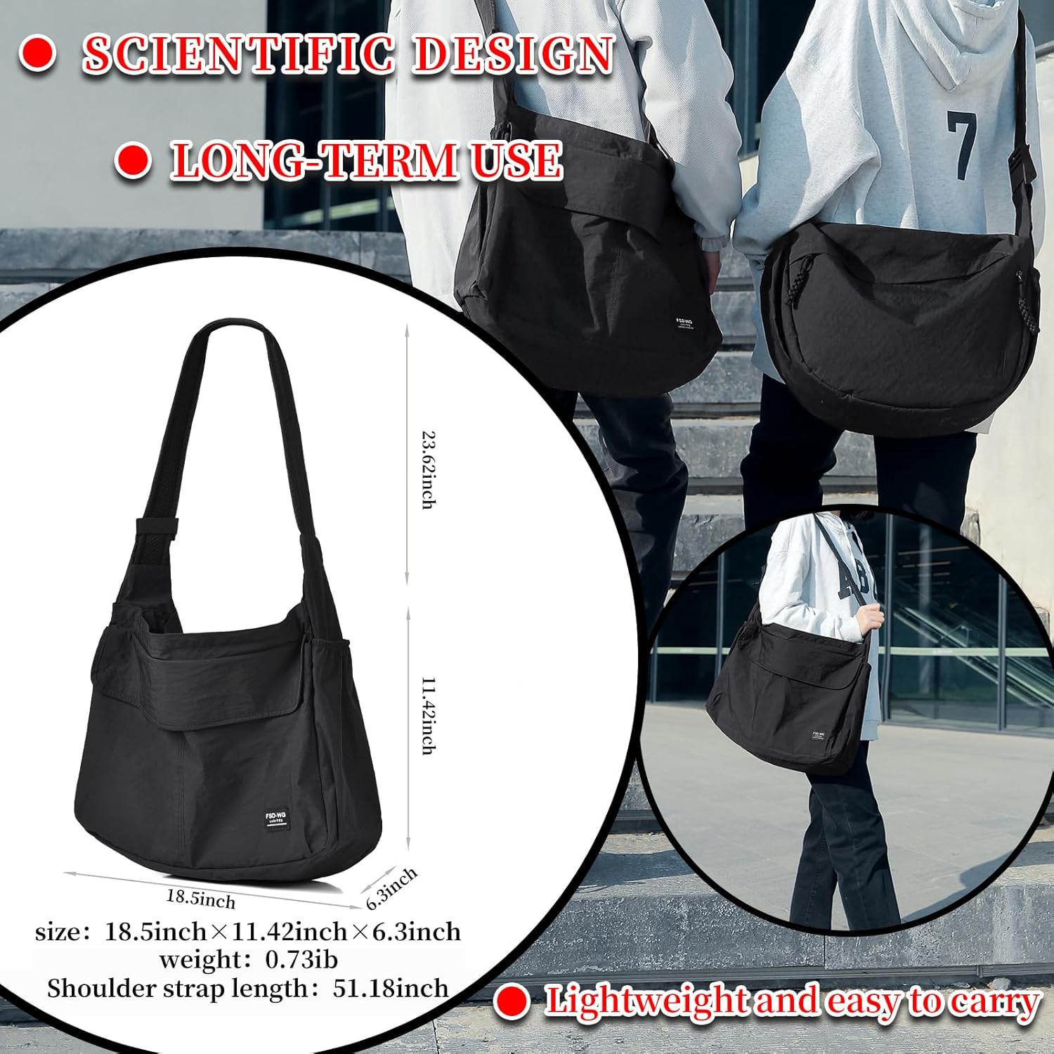 FSD.WG Men Messenger Bag Laptop Bag Shoulder Bag Large Capacity Computer Casual Bag for Work
