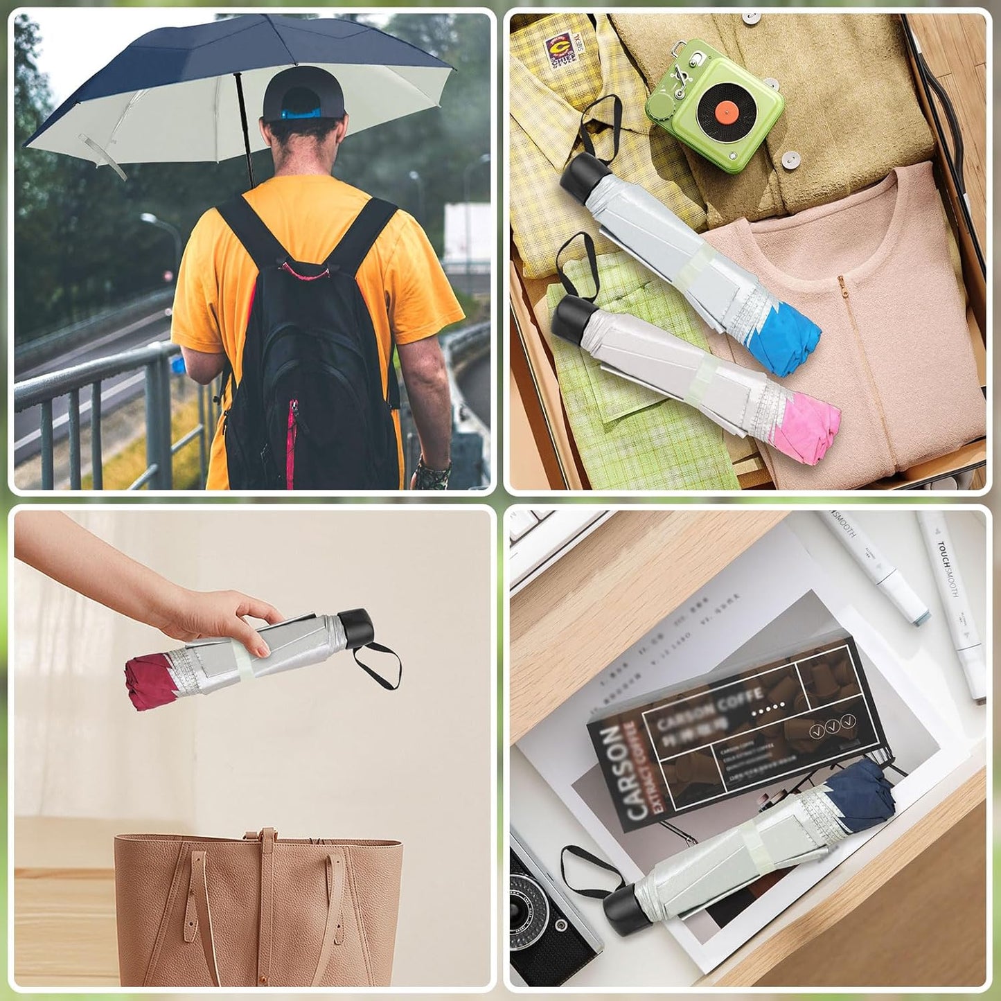 Travel Umbrella, Umbrellas Bulk, 5 Colors Travel Folding Umbrellas, Exquisite Appearance, Easy To Carry, Suitable For Sunny Days And Rainy Days