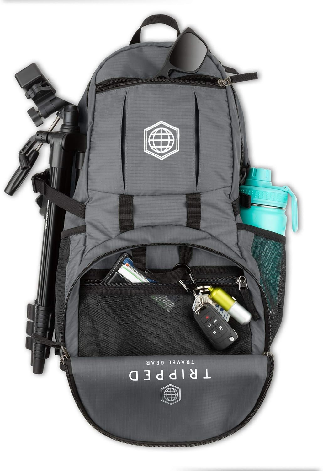 TRIPPED Travel Gear Granite Grey 35L Foldable Backpack, Lightweight, Packable, with Padded Shoulder