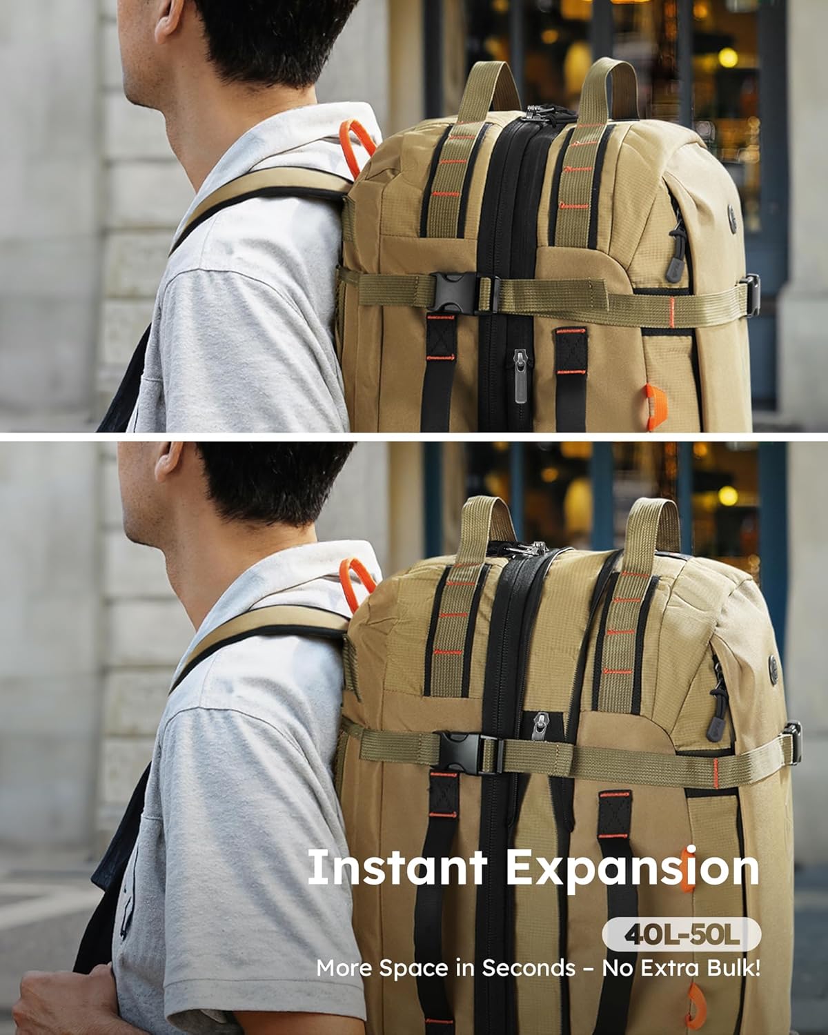 Tolaccea Travel Laptop Backpack, Large Carry on Backpack Flight Approved Convertible Duffle Luggage Bag Daypack Work Business Rucksack Fits 16" Laptop for Men Women 3 Carrying Ways, 40L-50L Expandable
