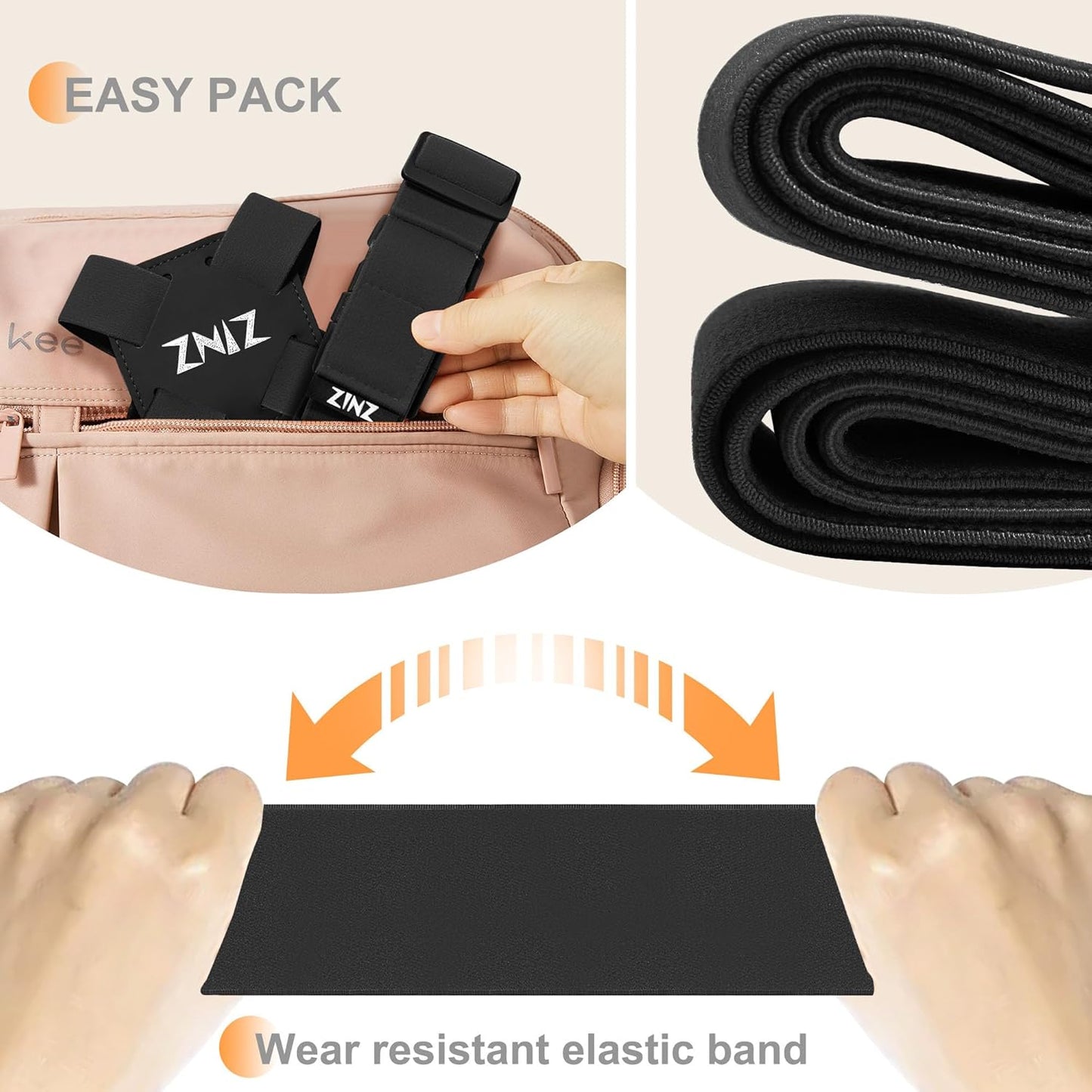 2-Pack High Elastic Luggage Strap Adjustable Travel Bag Belt Bungees for More Applications (Black-Set)