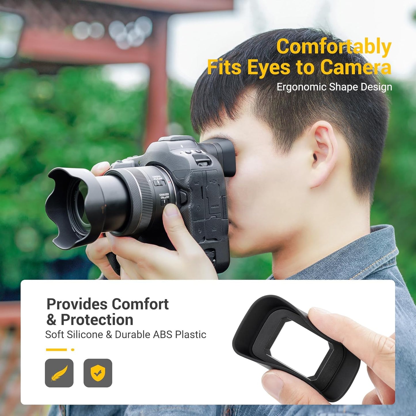 EOS R3 Eyecup Eyepiece, Soft Silicon Extended Camera Eye Cup Viewfinder, Replaces Canon ER-h/ER-hE Eyecup Eyepiece for Canon EOS R3 Mirrorless Camera (More Fitting Eye Control Autofocus Function