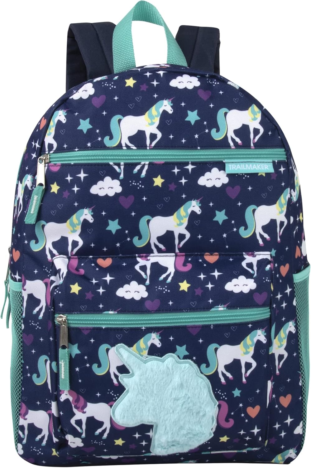 Trail maker 17” Kids Character School Backpacks Plush for Girls with Side Pockets, Padded Straps