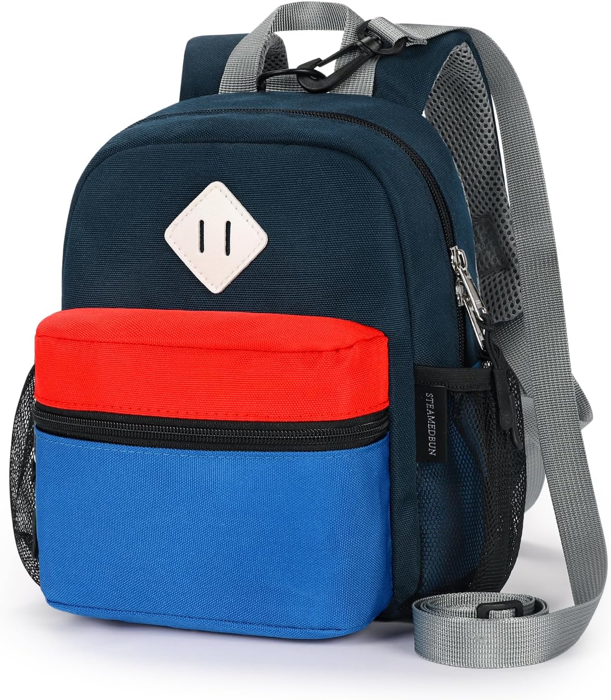 STEAMEDBUN Toddler Backpack Leash for 1-3: Backpack with Leash for Boys Girls - Anti-Lost Harness Backpack for Walking, Dark-blue&red