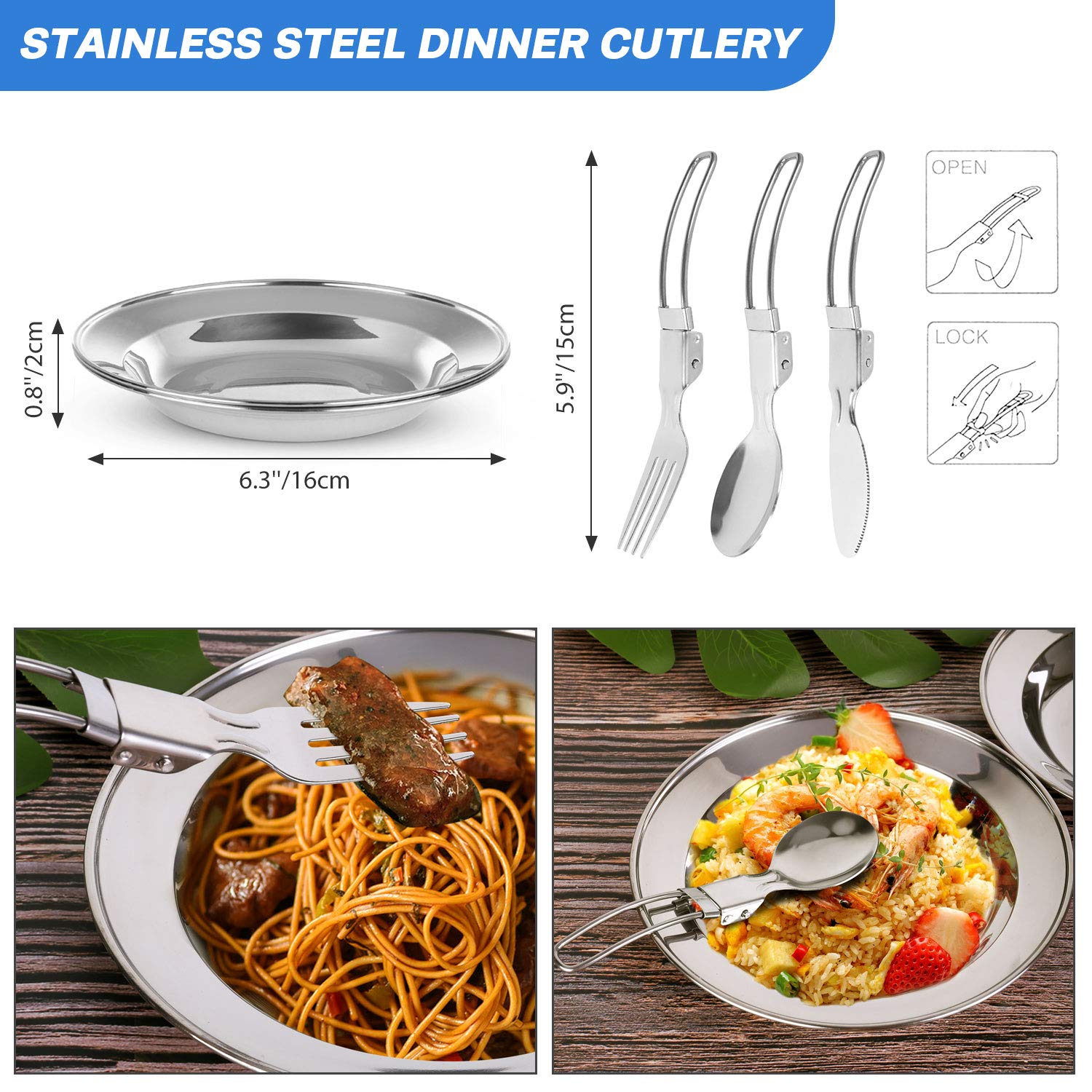 Odoland 15pcs Camping Cookware Mess Kit, Lightweight Pot Pan Kettle Set
