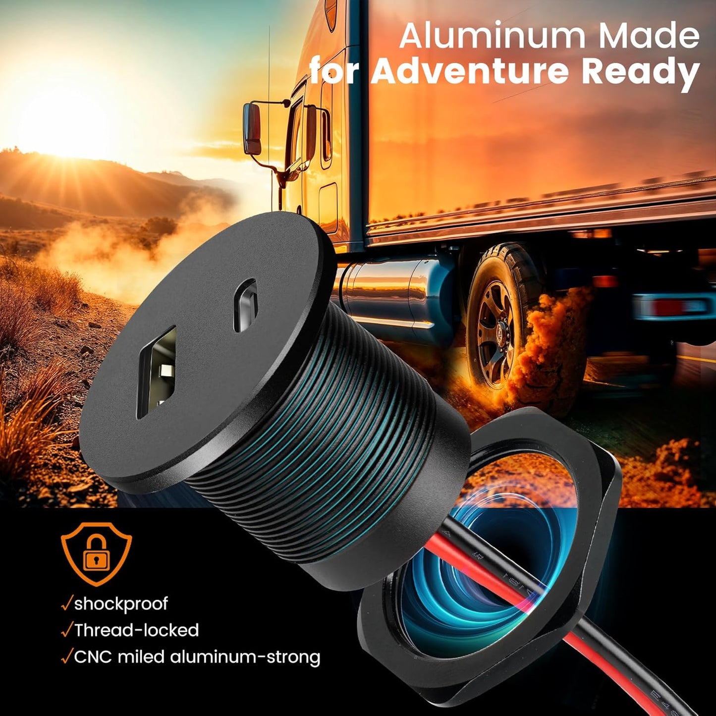 12V USB Outlet Alumium Charger, 48W PD and QC 3.0 USB C Cigarette Lighter Replacement, RV USB Outlet Wall Mount, 12 Volt Socket no Light for RV Trailer Camper Van Car Boat 24V (1Pc)