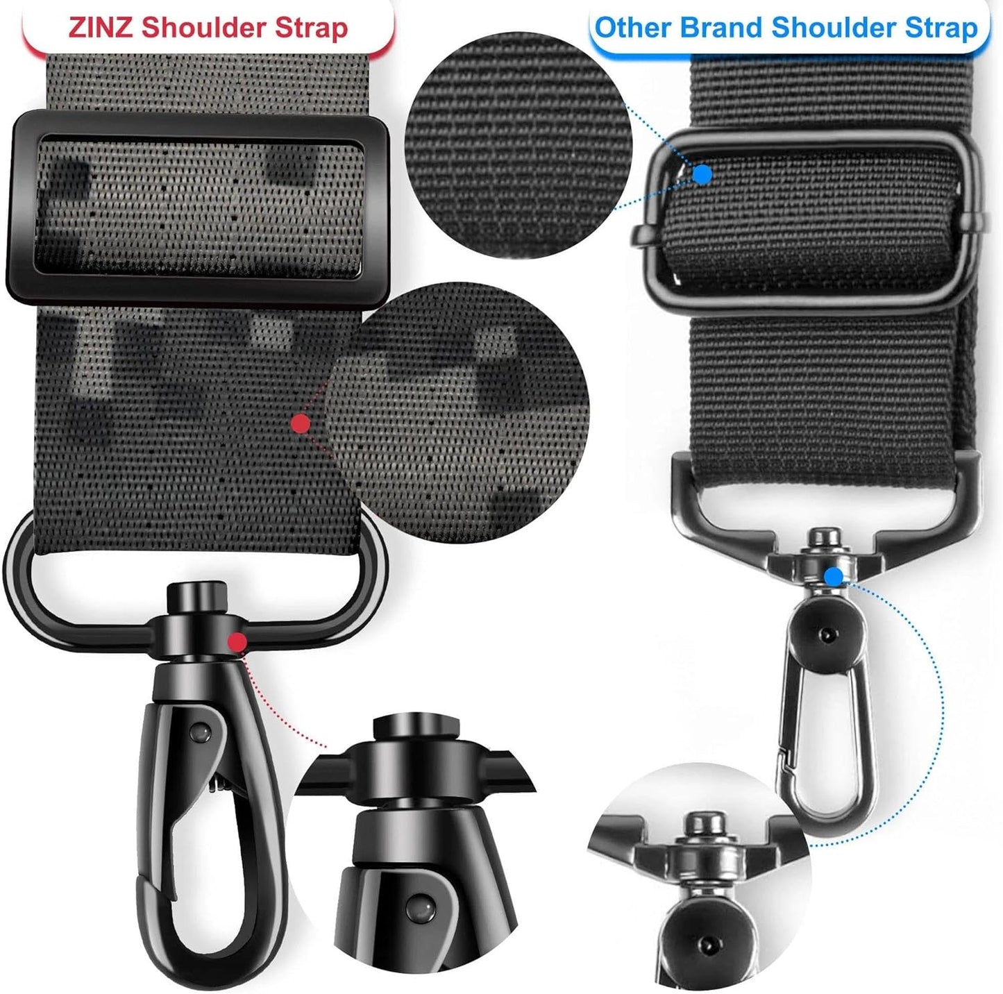 ZINZ Shoulder Strap - 59 Inch Universal Heavy-duty Adjustable Strap with Ultra-thick Fixed Breathable Pad for Laptop, Gym, Camera Bag and More -Camouflage gray