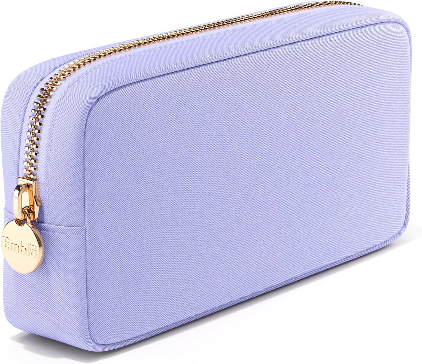 Embla Makeup Bag Travel Cosmetics Pouch and Toiletry Bag, Nylon Zipper Pouch Purse, Cute Make Up Organizer Storage Tote for Women Girls, Waterproof Travel Skincare Case, Small Makeup Bags, Lilac