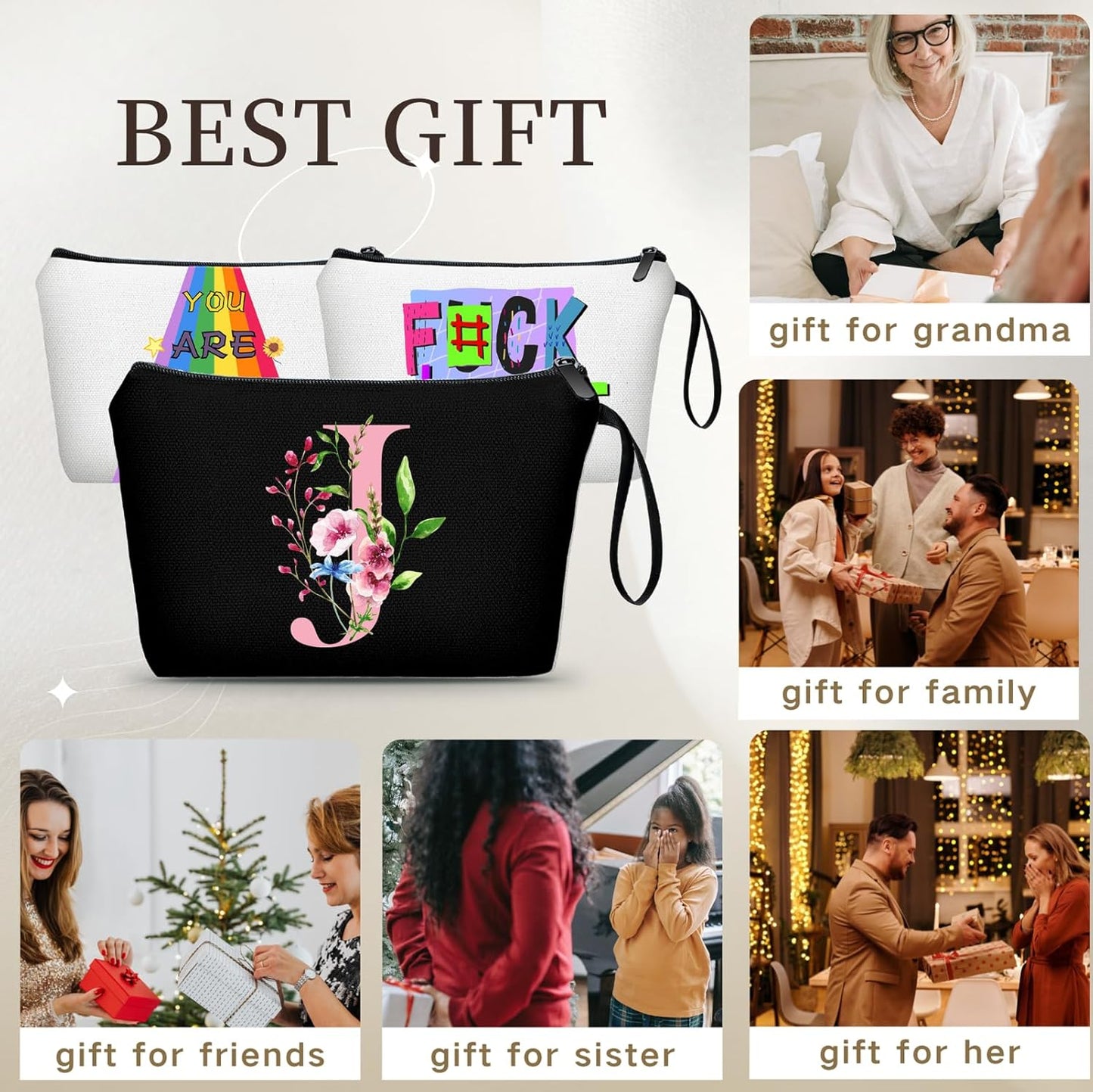 Birthday Friendship Womens Bridesmaid Proposal Coolest Gifts for Sister Teacher Coworkers Bride Personalized Travel Makeup Cosmetic Bag with Mirror Valentines Mothers Day Christmas Graduation J