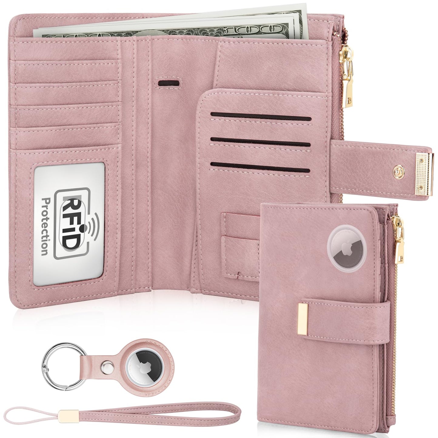 HUANLANG Passport Holder with Airtag for Women/Men, Airtag Passport Wallet for Travel Leather