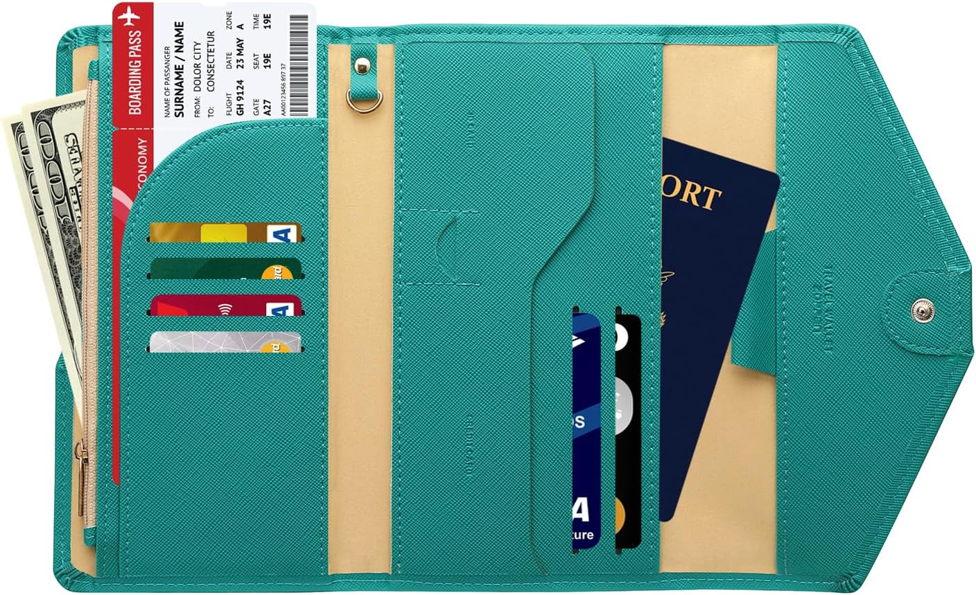ZOPPEN Mulit-purpose Rfid Blocking Passport Holder Travel Wallet (Ver.4) Passport and Vaccine Card Holder ComboTri-fold Document Organizer Travel Essentials