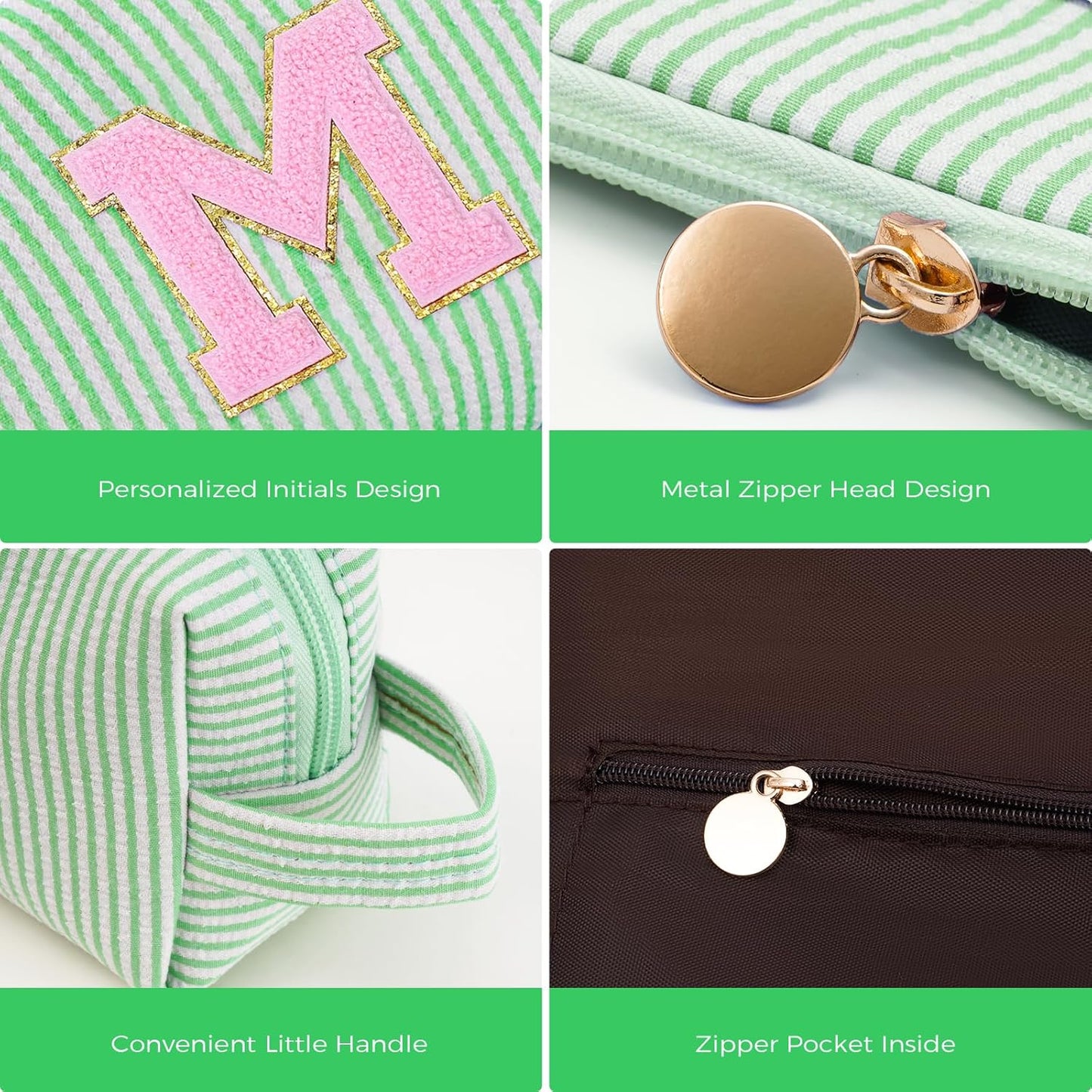Mothers Day Gifts for Mom,Mum Gifts from Daughter,Birthday Gifts for Wife Sister Her,Mother in Law Gift,Mama Gifts Idea,Makeup Bag Set Cosmetic Bag - Green,M