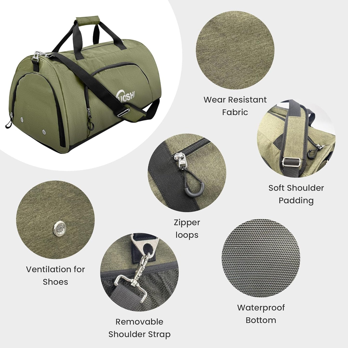 Gym Duffle Bag for Men & Women Water-Resistant-Sports Travel Bag with Ventilated Shoe Compartment & Wet Pocket, 56L Large Weekender Overnight Bag