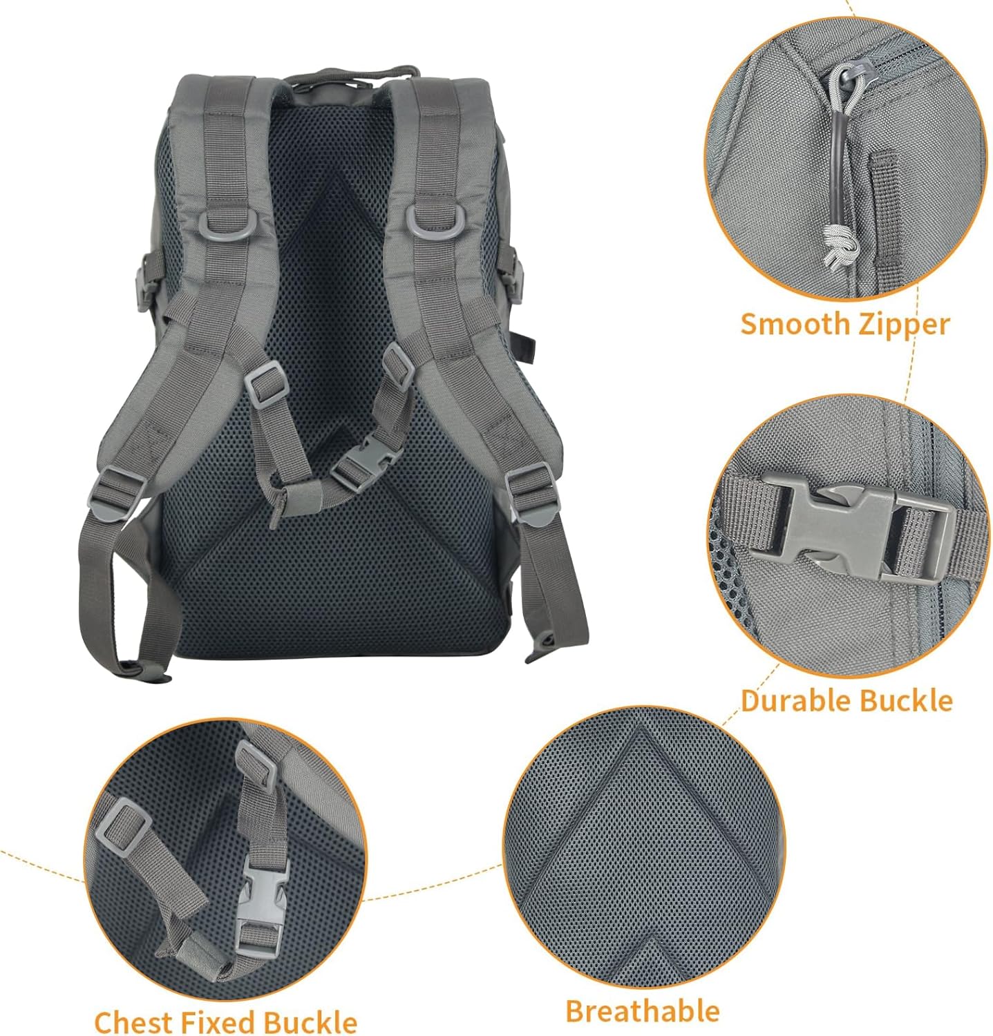 Small Tactical Backpack Military Daypack 12L Molle Bag Rucksack Army Daypack for Outdoor,Hiking,Camping,Travel (Grey)