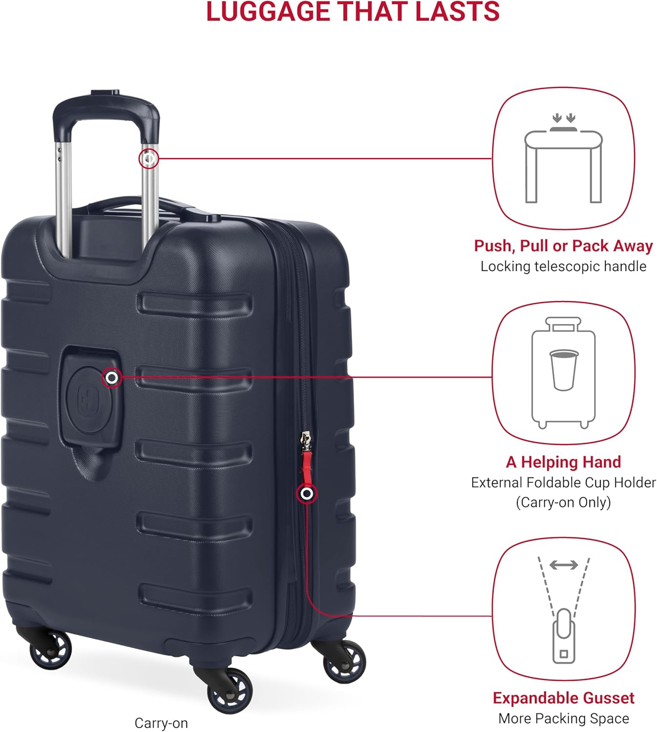 SwissGear 7366 Hardside Expandable Luggage with Spinner Wheels, Navy, 2-Piece Set (19/27)
