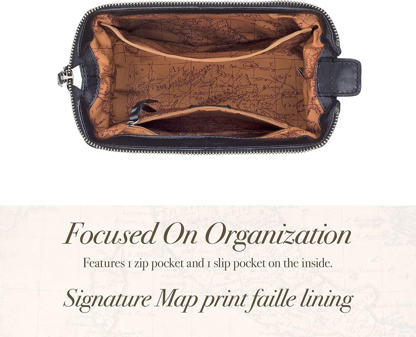Patricia Nash Travel Toiletry Bag for Men - Moto Canvas Travel Case, Dopp Kit for Men, Waxed Cotton Canvas, Mens Toiletry Bag, Stylish Travel Case, Brushed Brass Hardware, Zipper Closure