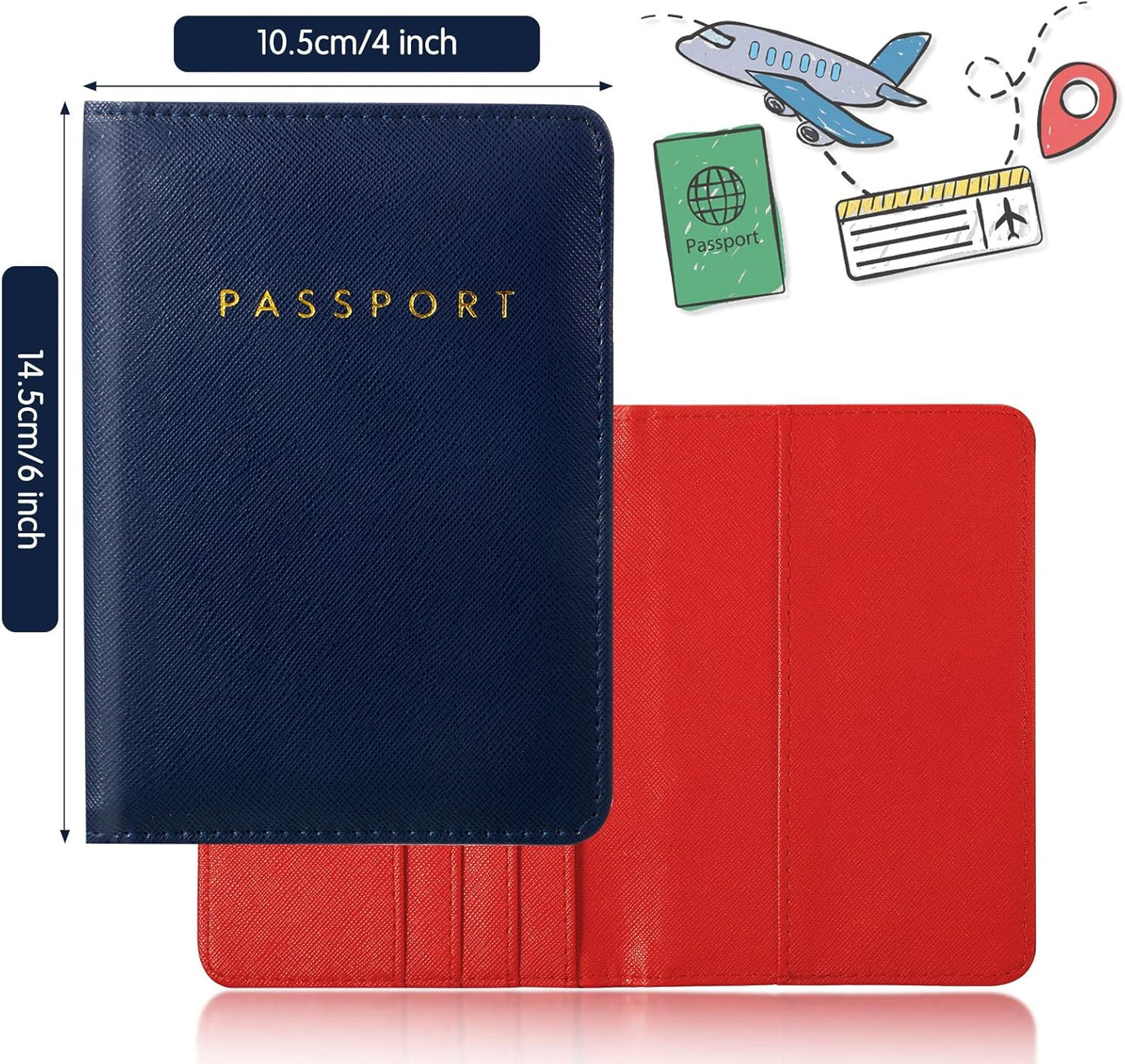 Frienda 2 Pieces Bridal Passport Covers Holder Waterproof Leather Holder Covers Travel Wallet Passport Case for Women and Men
